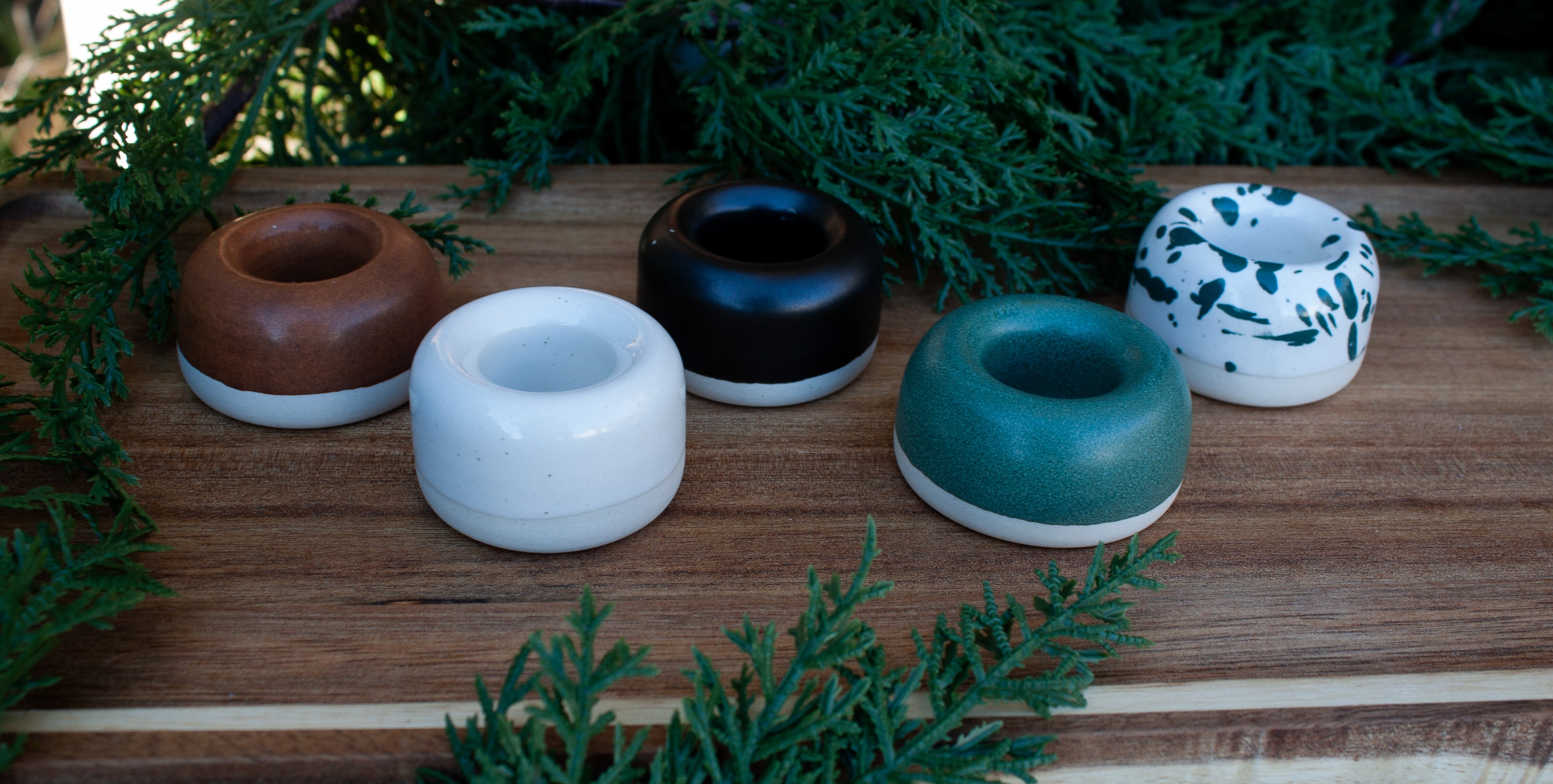 Pottery candlestick holder