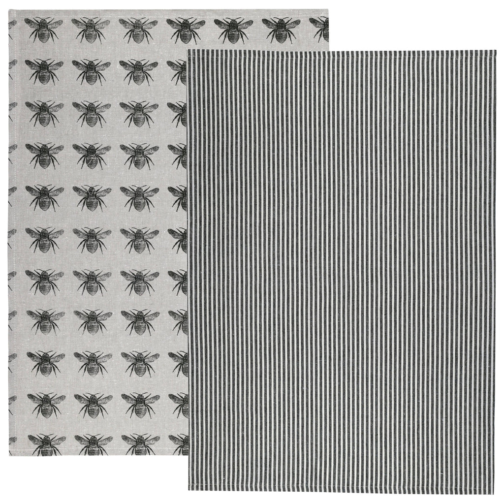 Olive Green Honey Bee Tea Towel Pack