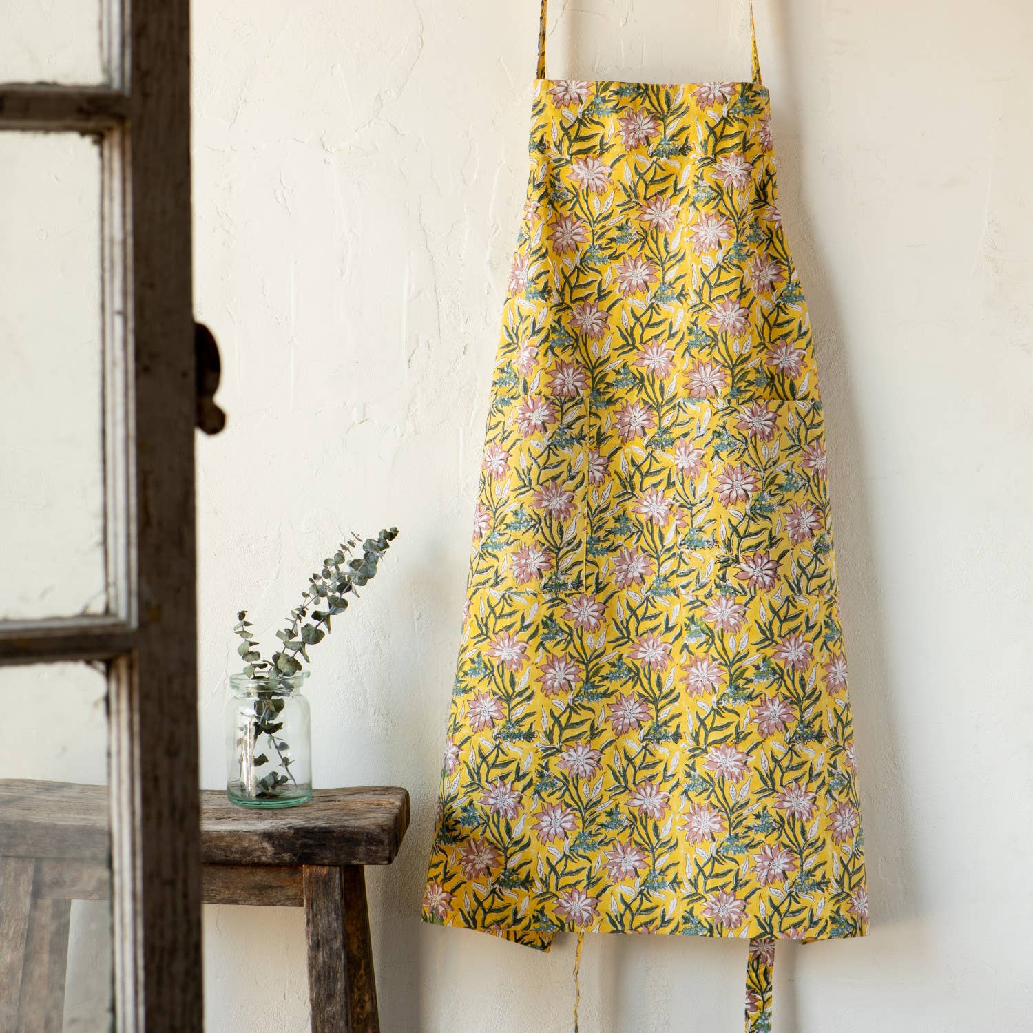 Heirloom Clematis Block Print Apron