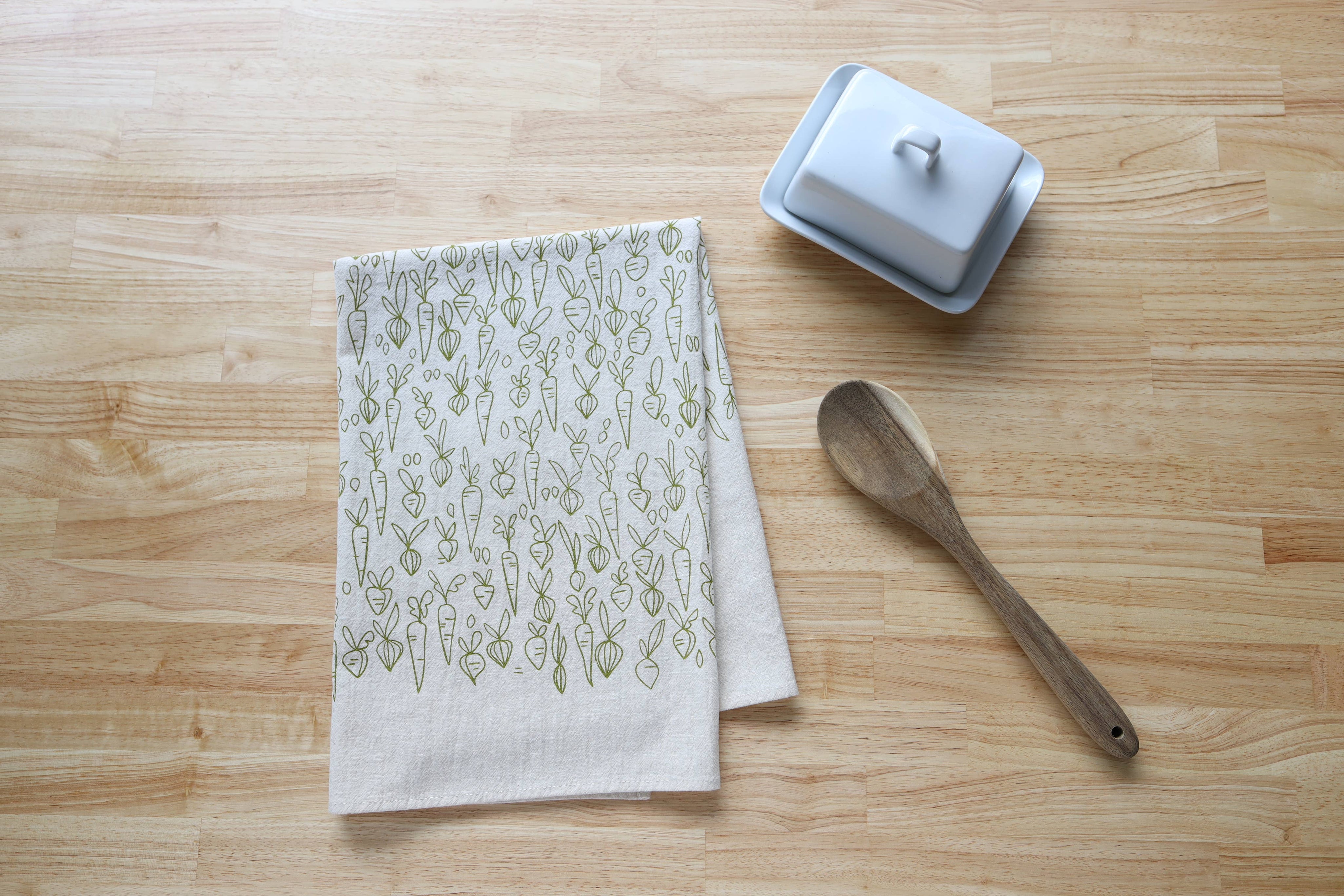 Root Vegetable, Cotton Handprinted Kitchen Towel