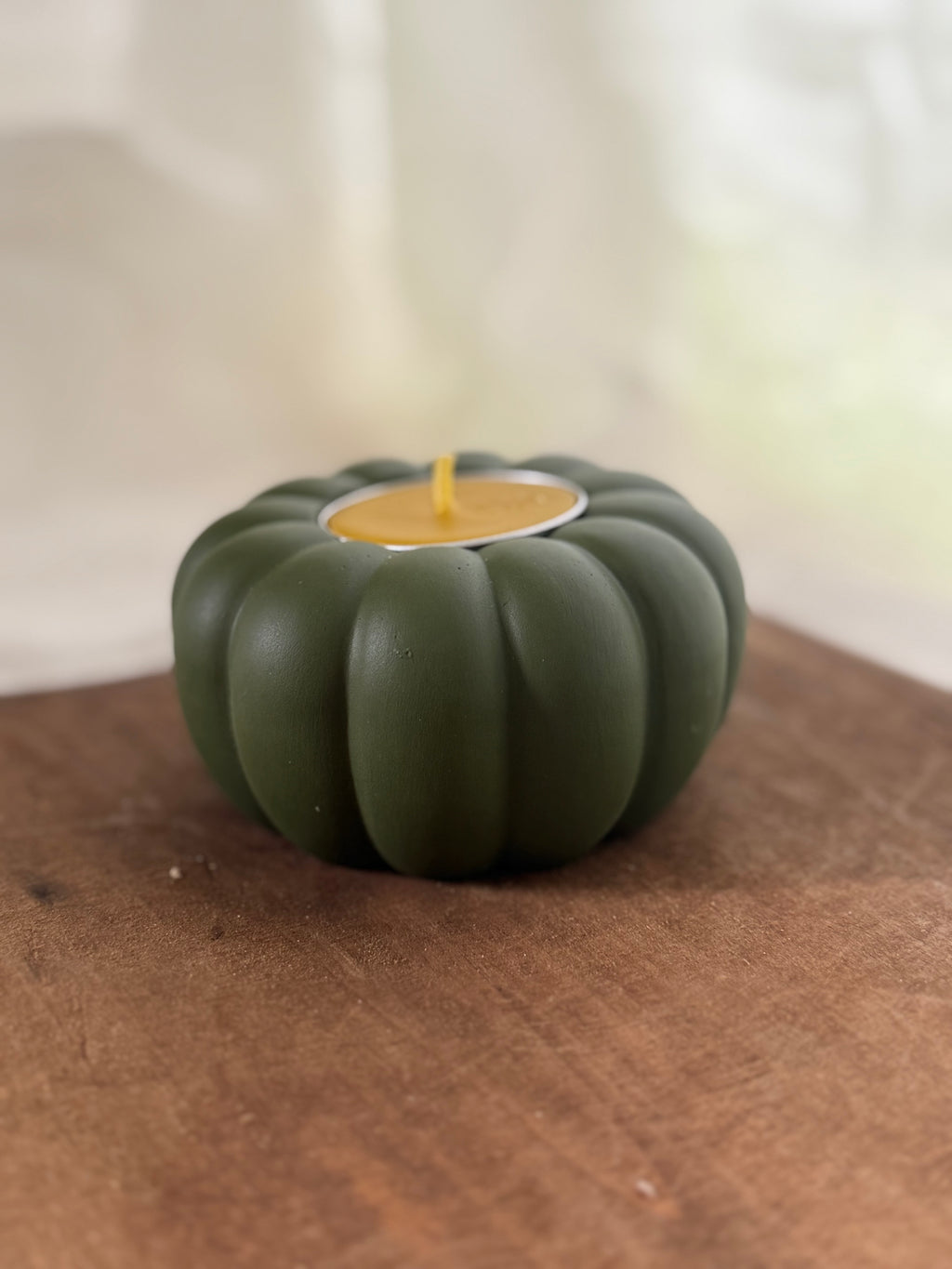 Concrete pumpkin with tea light