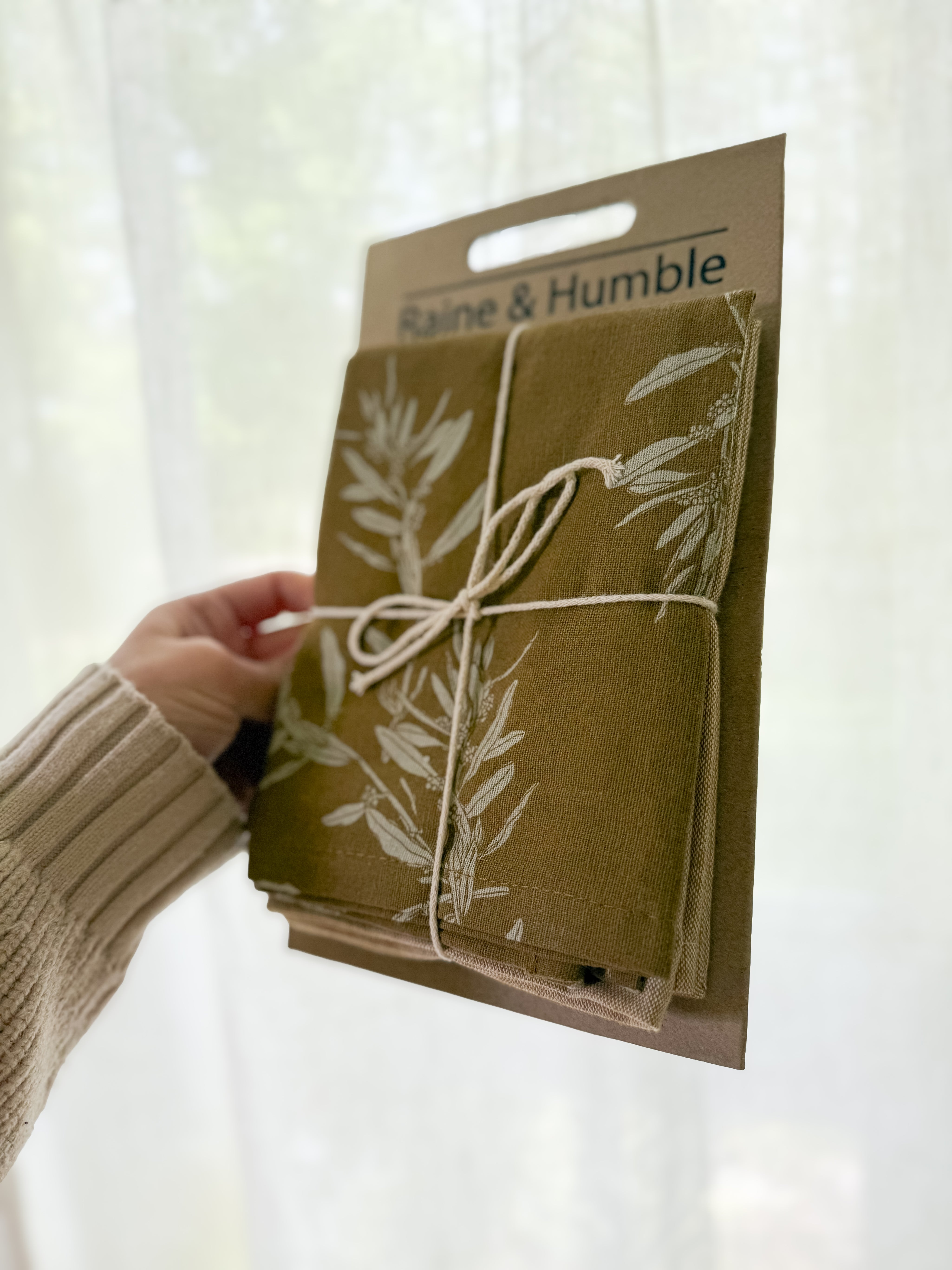 Tea Towels Set of Two, Olives Mustard