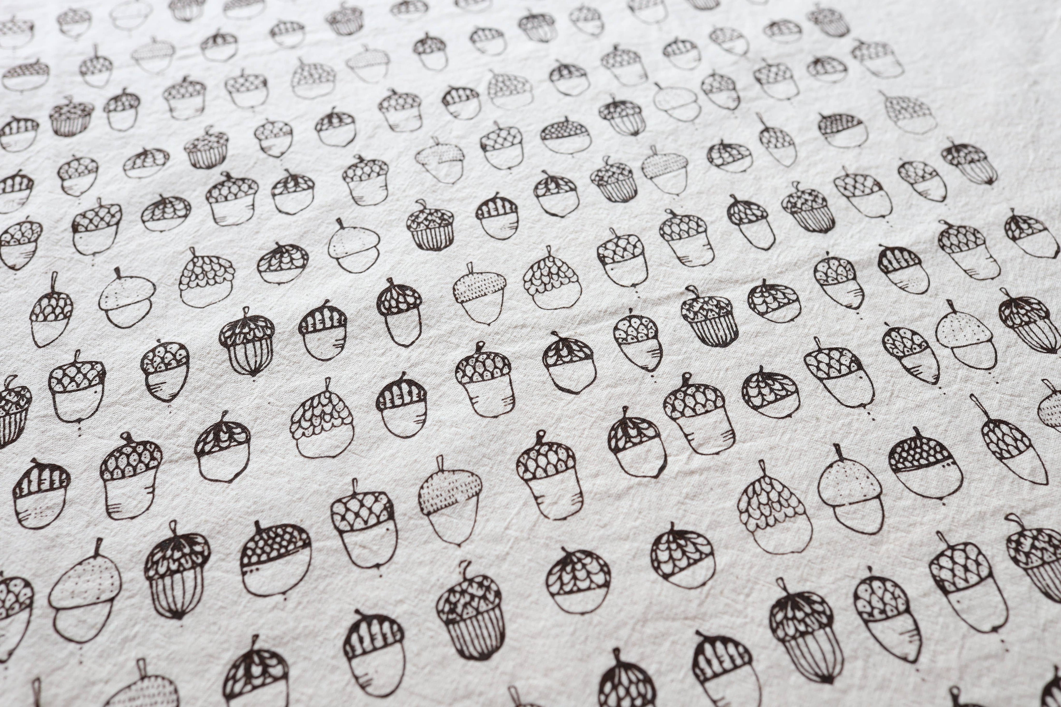 Acorn Fall Kitchen Towel – Natural Cotton Handprinted in USA