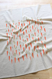 Carrot Kitchen Towel, Handprinted Garden Tea Towel