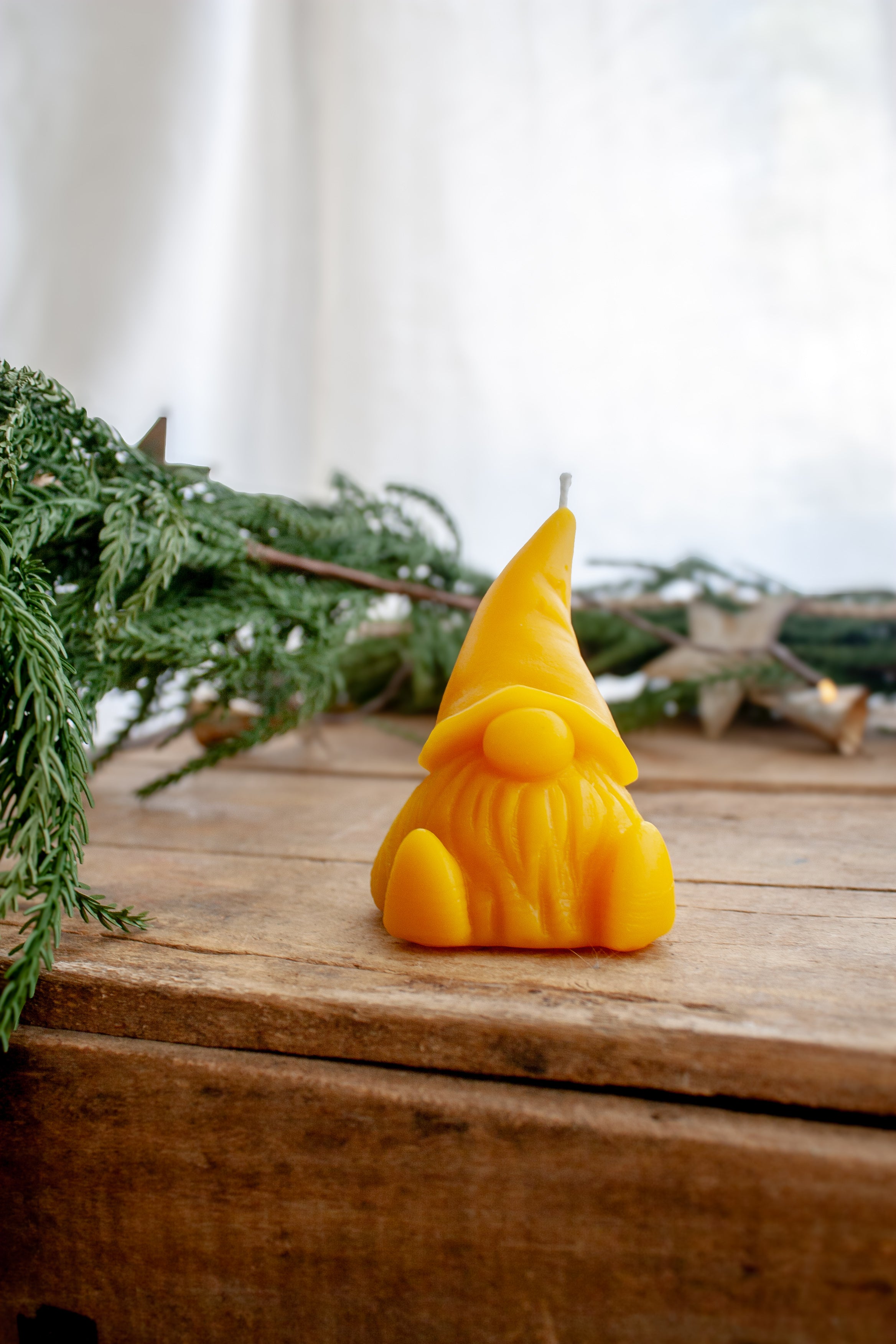 Gnome beeswax candle