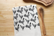 Chicken Kitchen Towel, Handprinted Chicken Tea Towel 