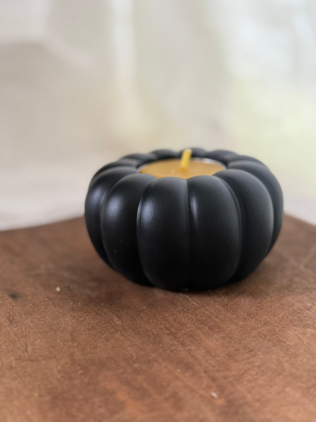 Concrete pumpkin with tea light