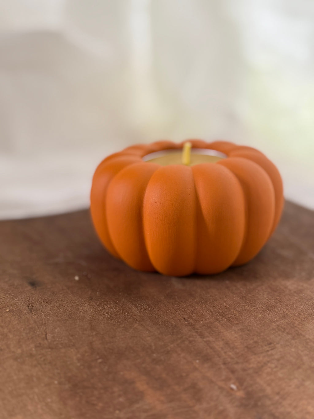 Concrete pumpkin with tea light