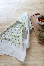 Asparagus Cotton Kitchen Towel, Handprinted Tea Towel
