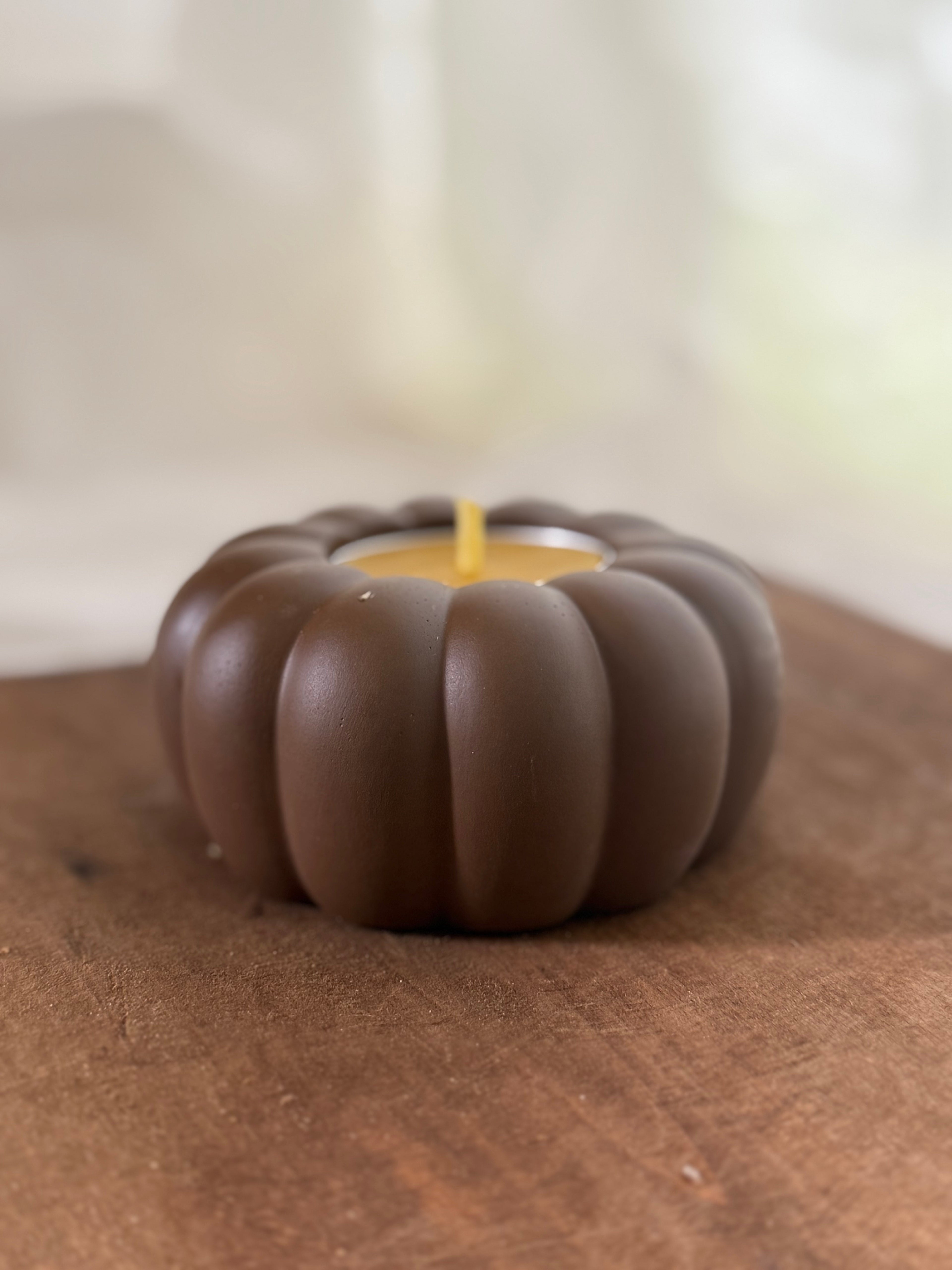 Concrete pumpkin with tea light