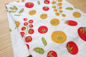 Tomato Tea Towel, Handprinted in USA, Natural Cotton