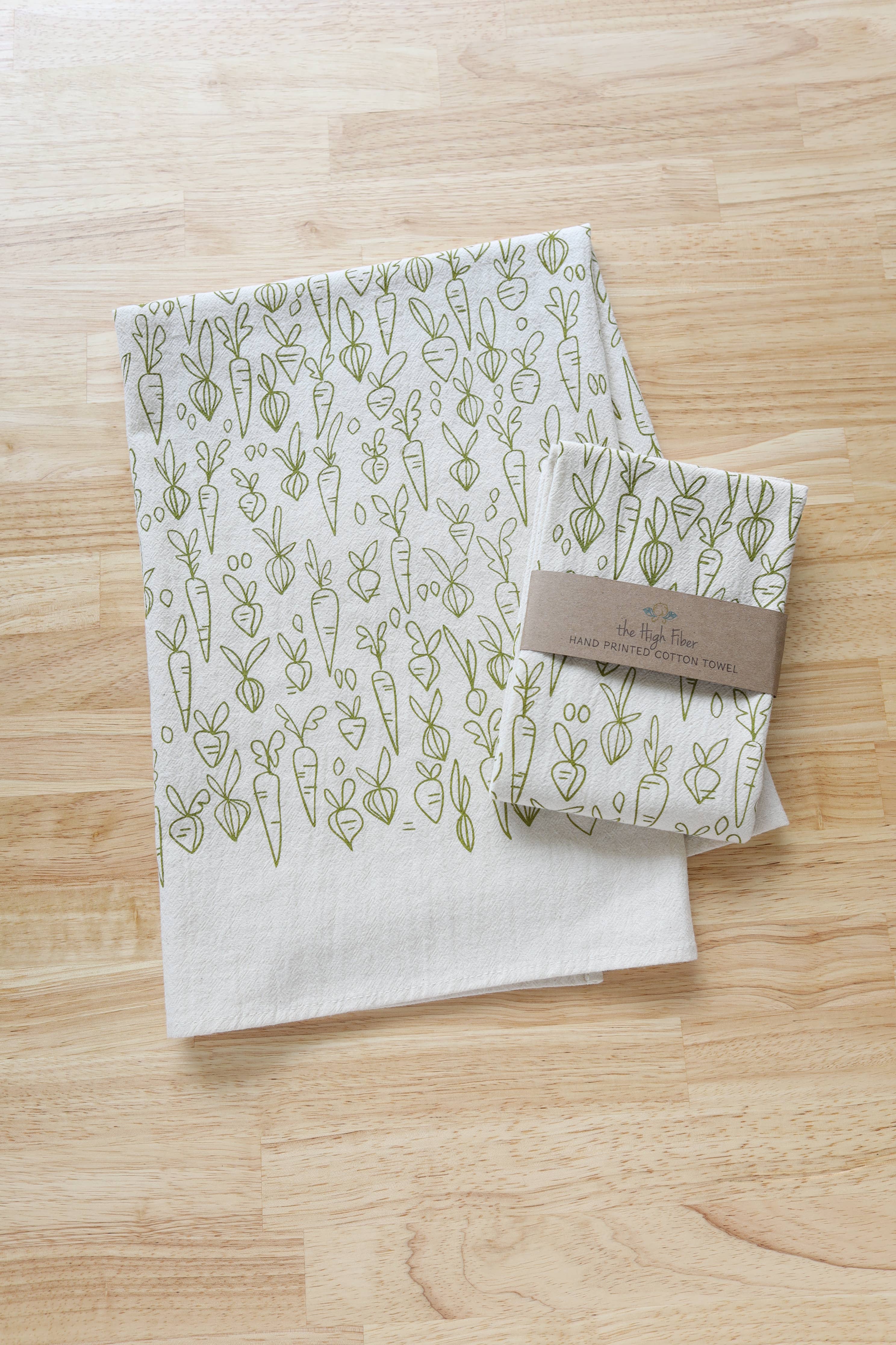 Root Vegetable, Cotton Handprinted Kitchen Towel