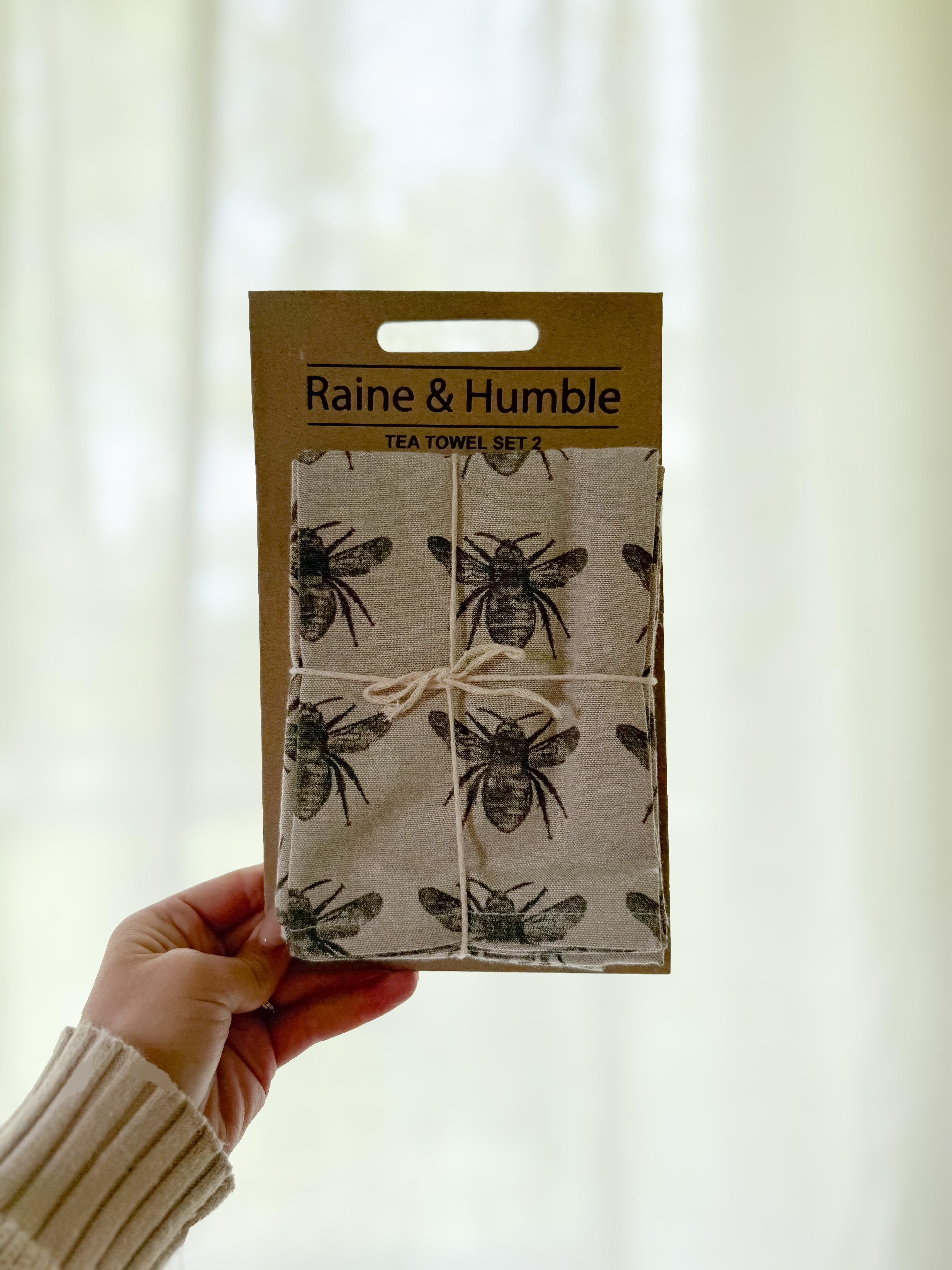 Olive Green Honey Bee Tea Towel Pack