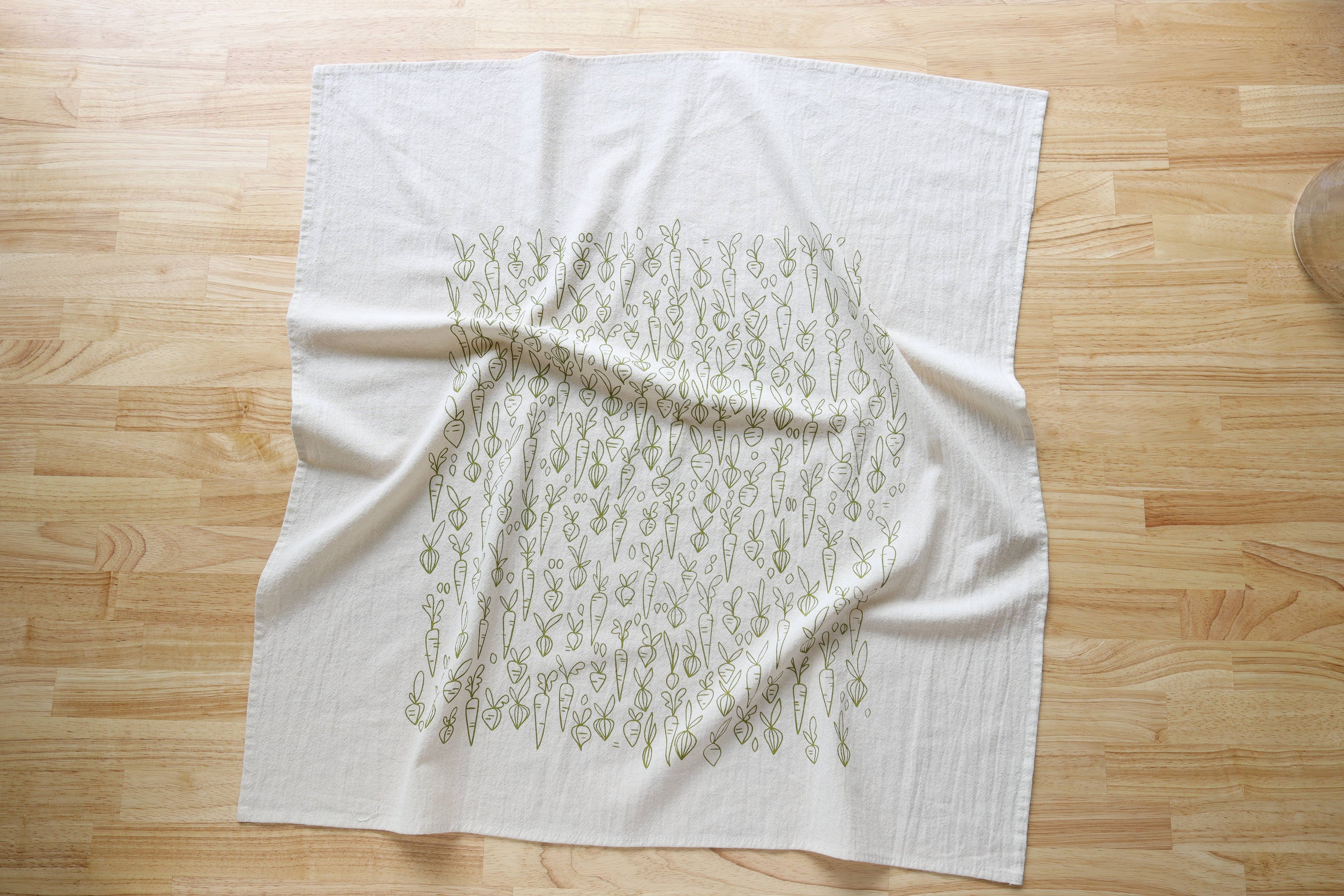 Root Vegetable, Cotton Handprinted Kitchen Towel