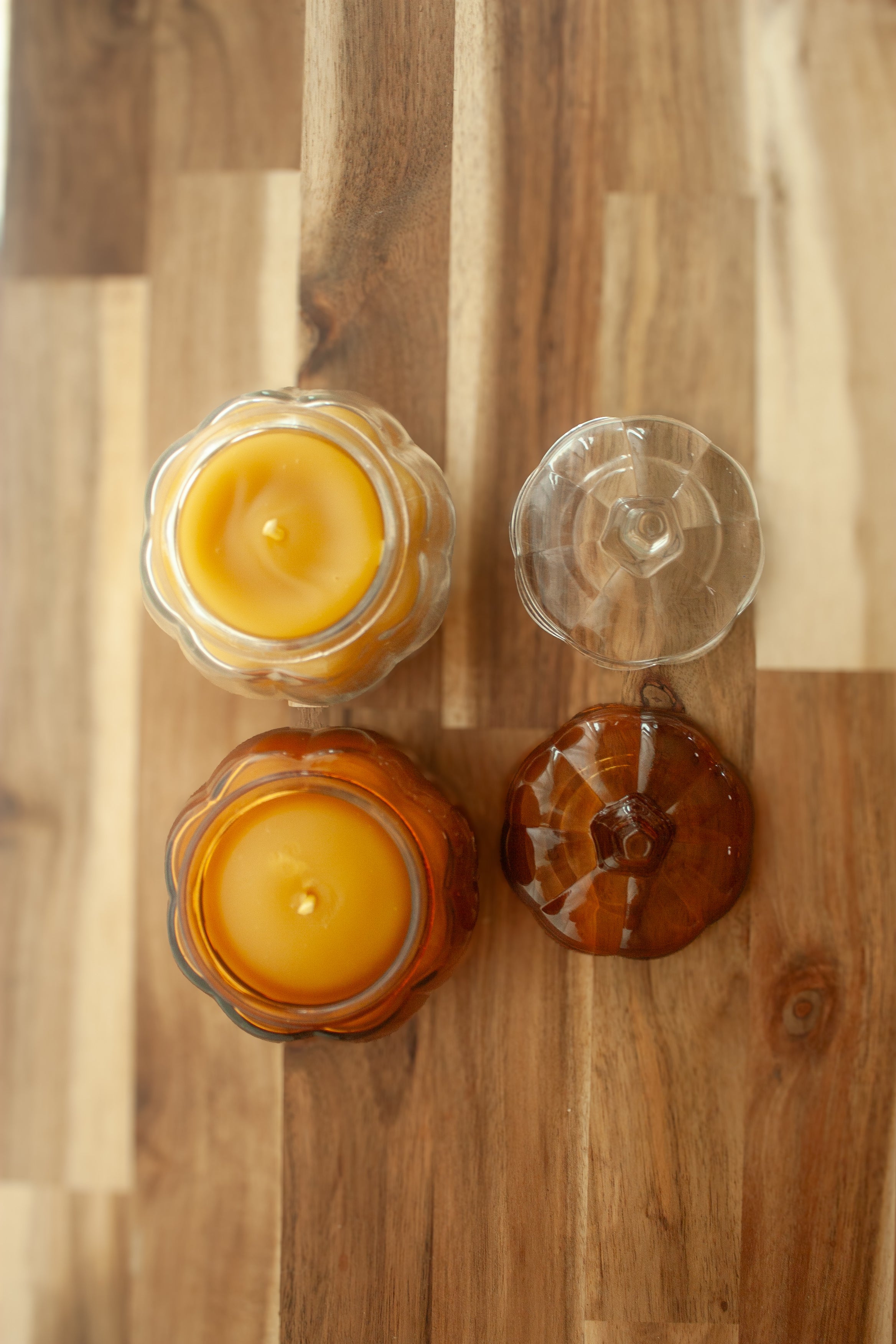 Glass pumpkin candle