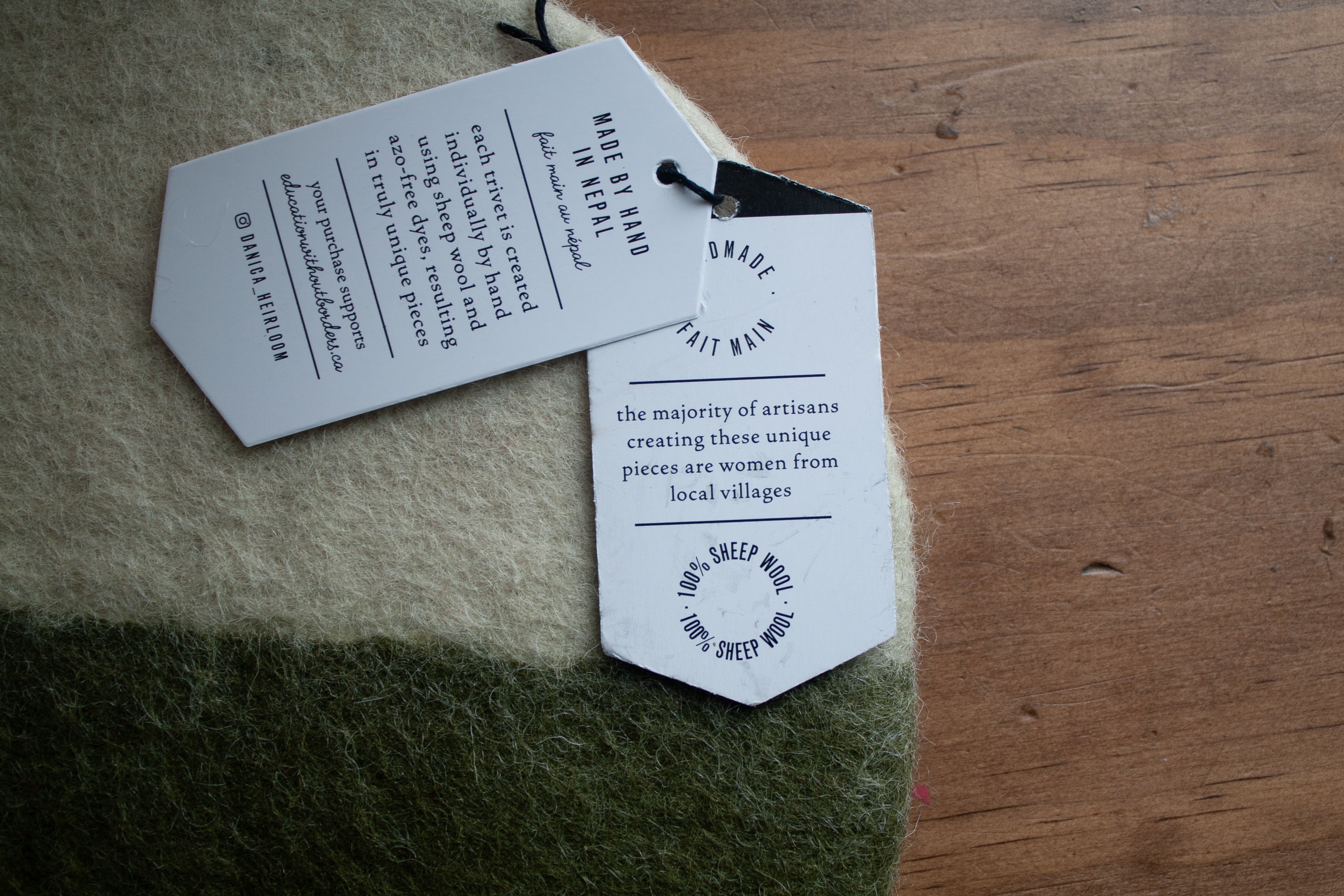 Olive Felted Wool Trivet