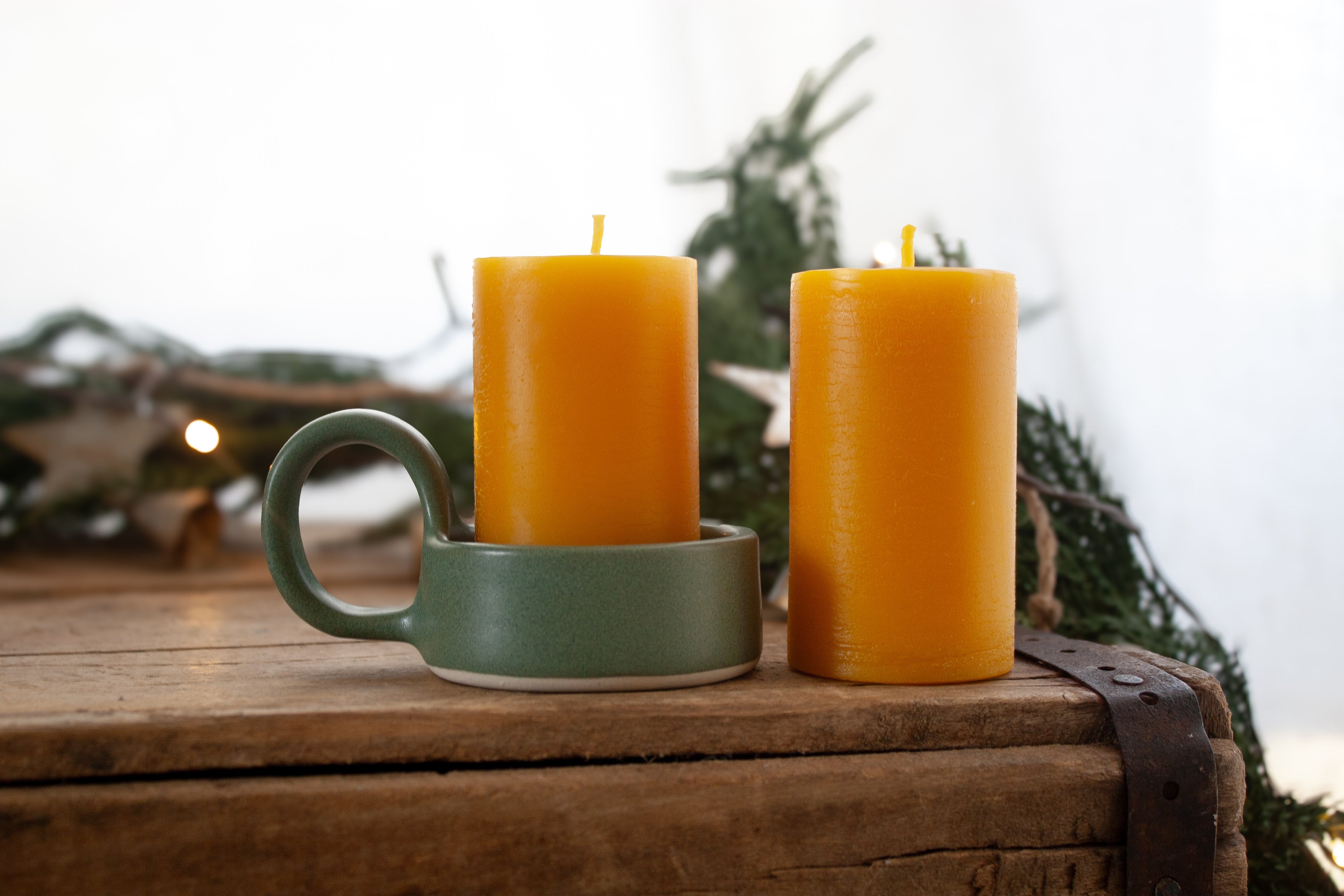 Pottery pillar candle holder