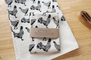 Chicken Kitchen Towel, Handprinted Chicken Tea Towel 