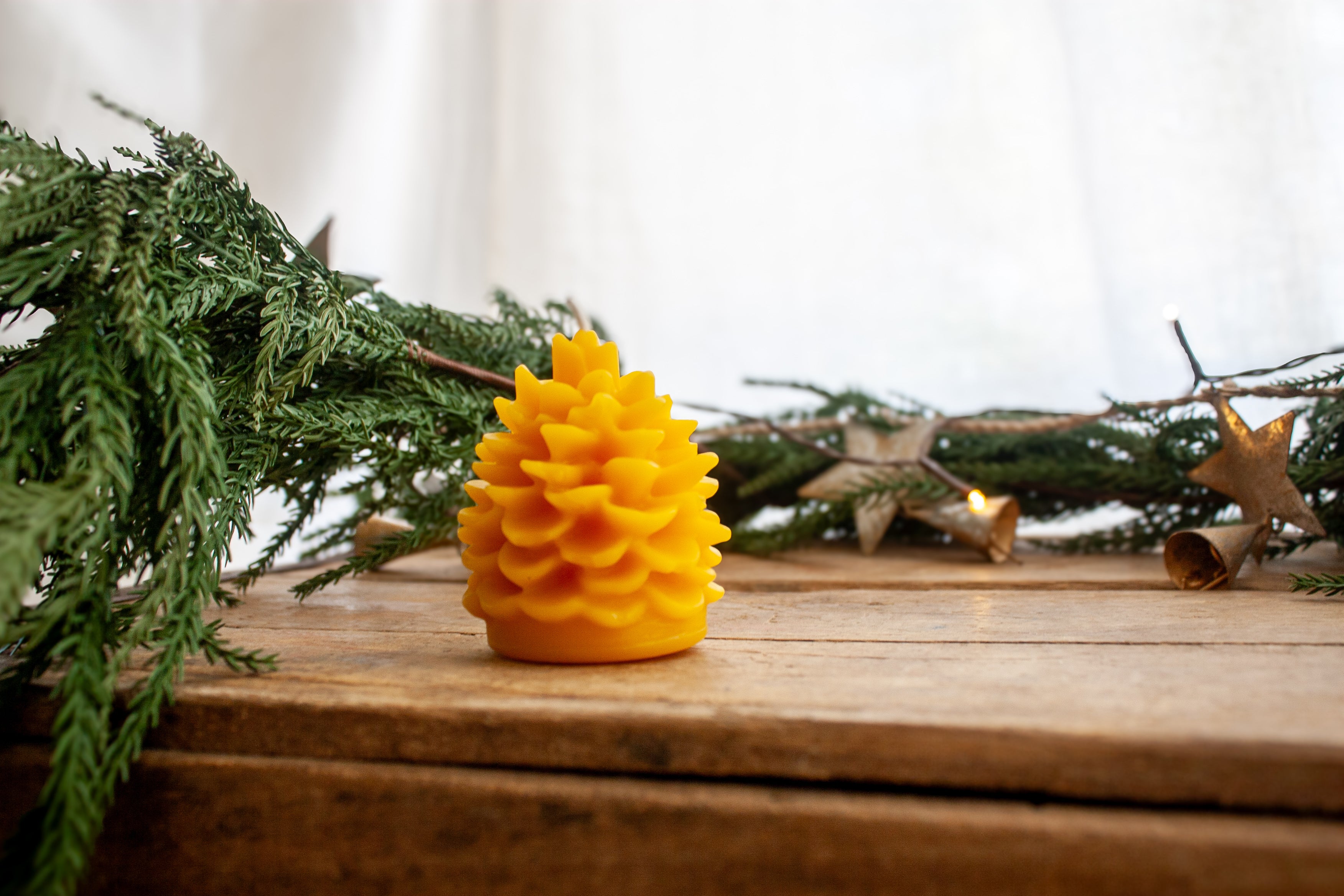 Pinecone beeswax candle
