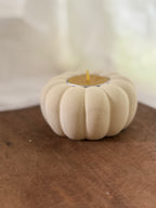 Concrete pumpkin with tea light