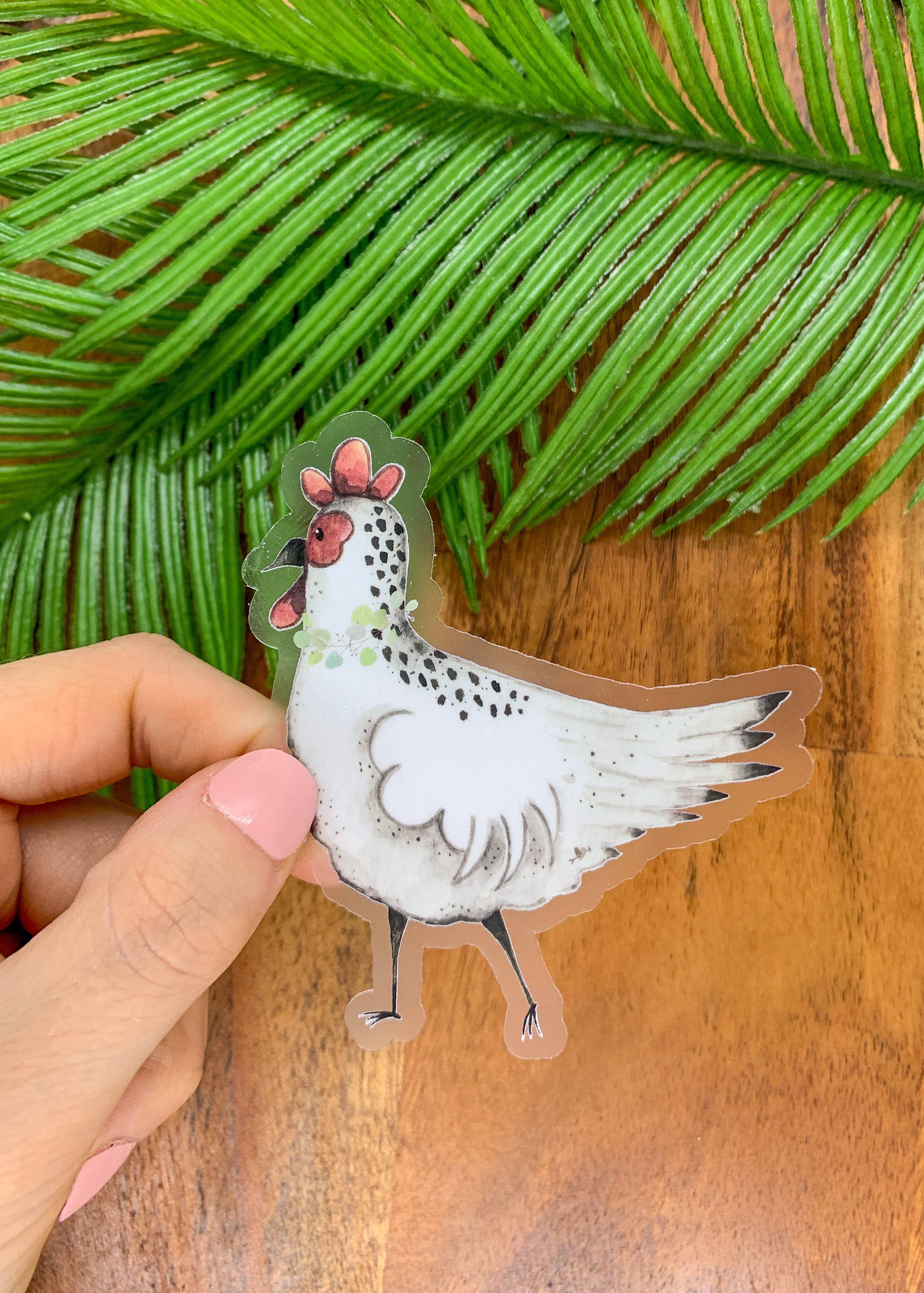 Chicken, Clear Vinyl , Sticker, 3x3 inch