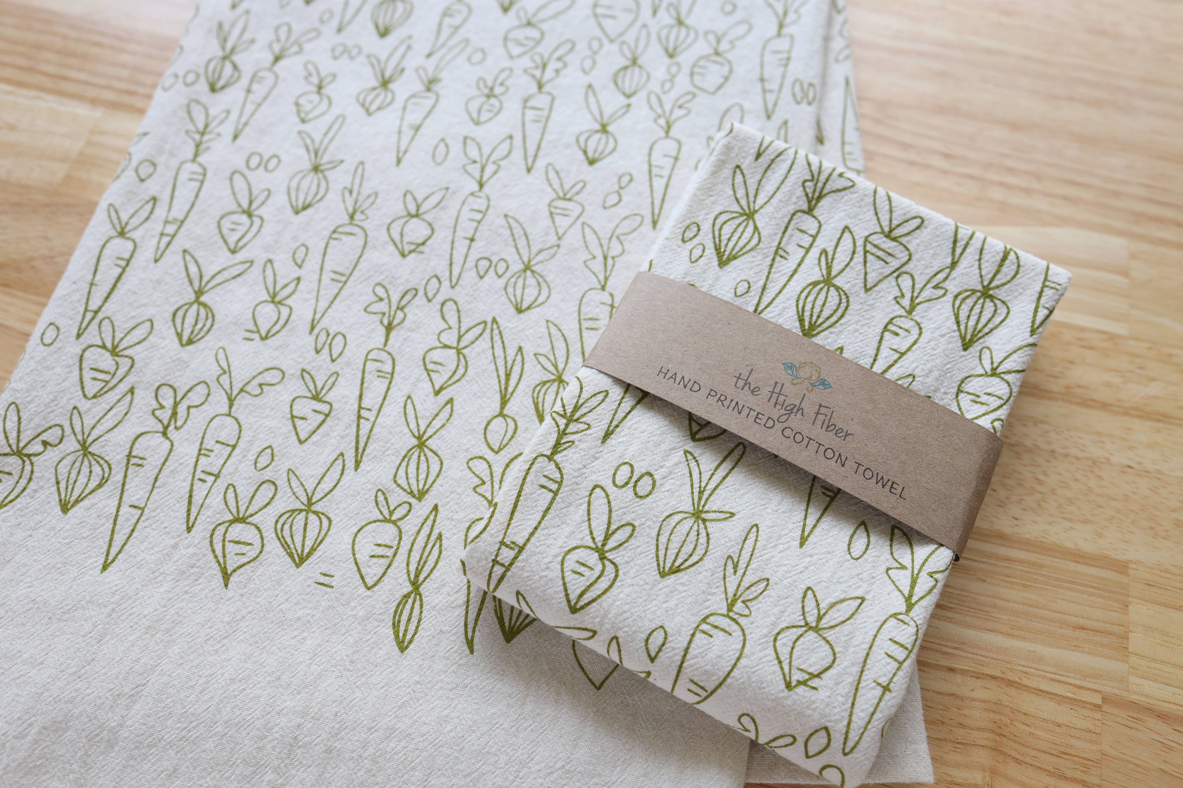 Root Vegetable, Cotton Handprinted Kitchen Towel