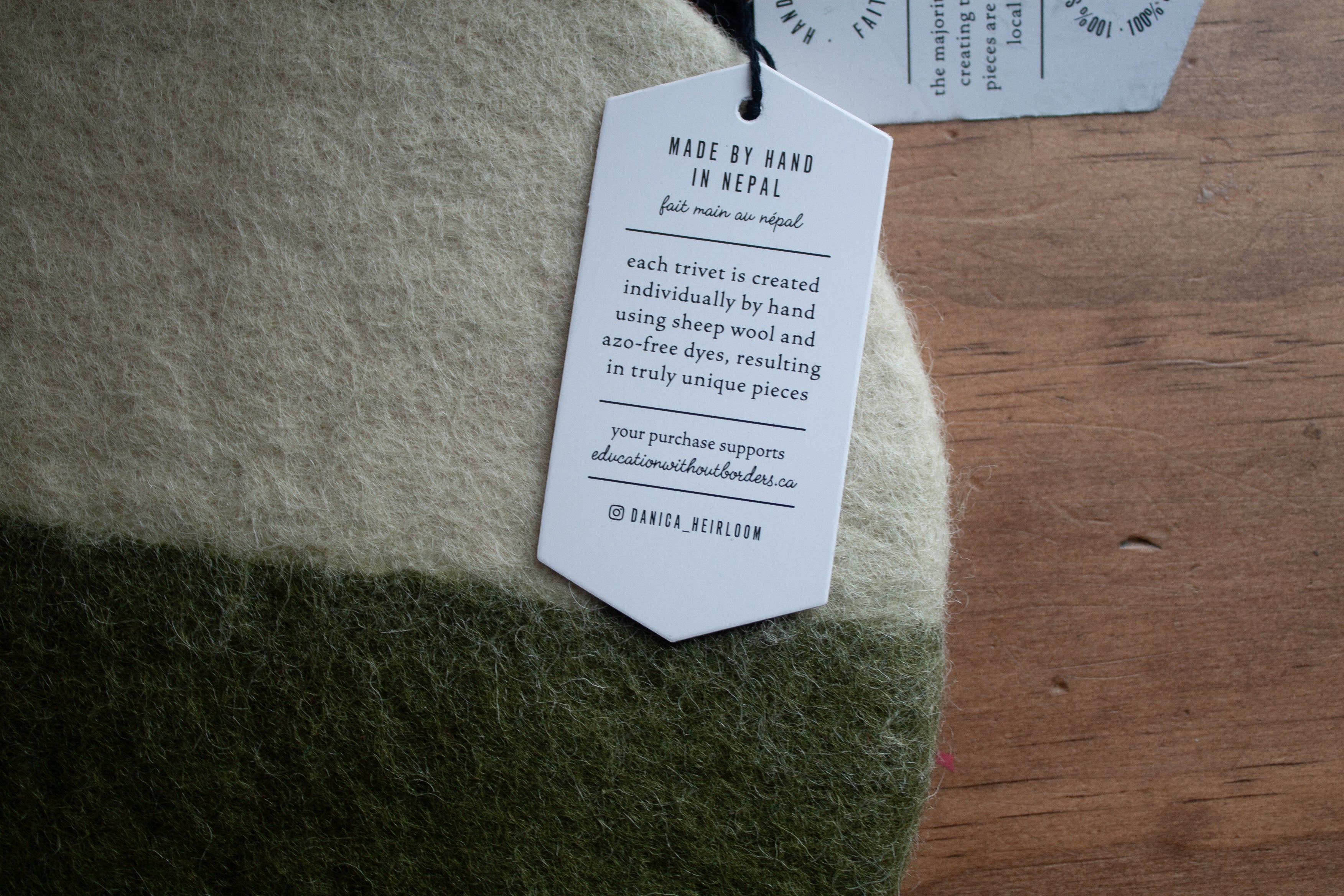 Olive Felted Wool Trivet