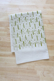 Asparagus Cotton Kitchen Towel, Handprinted Tea Towel