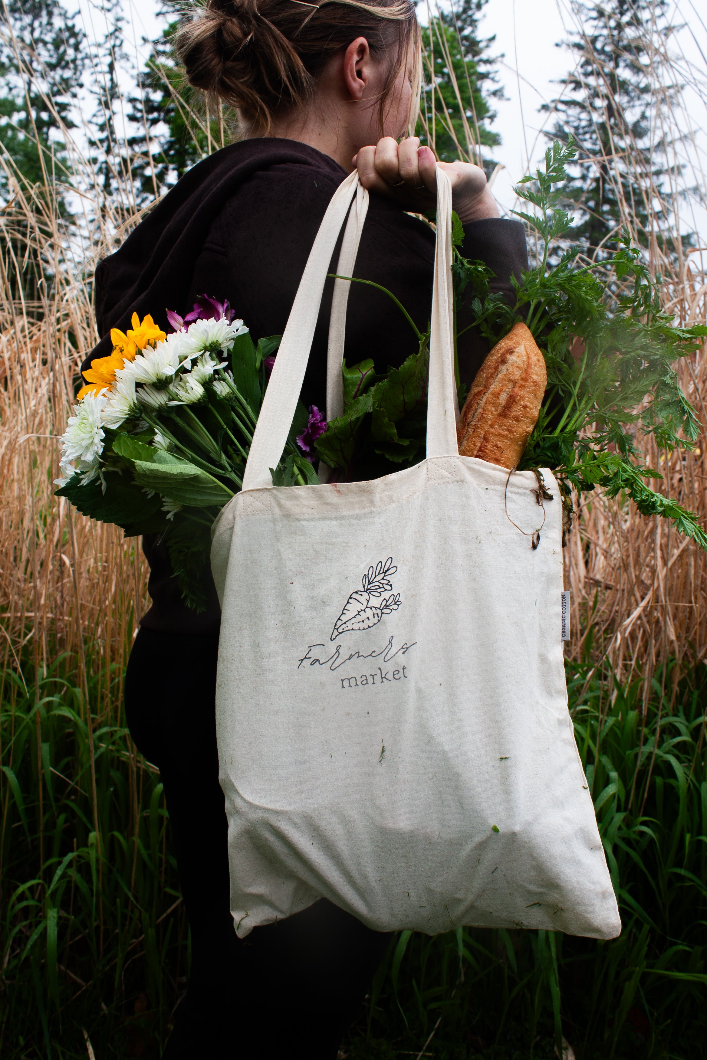 Farmers market embroidered tote