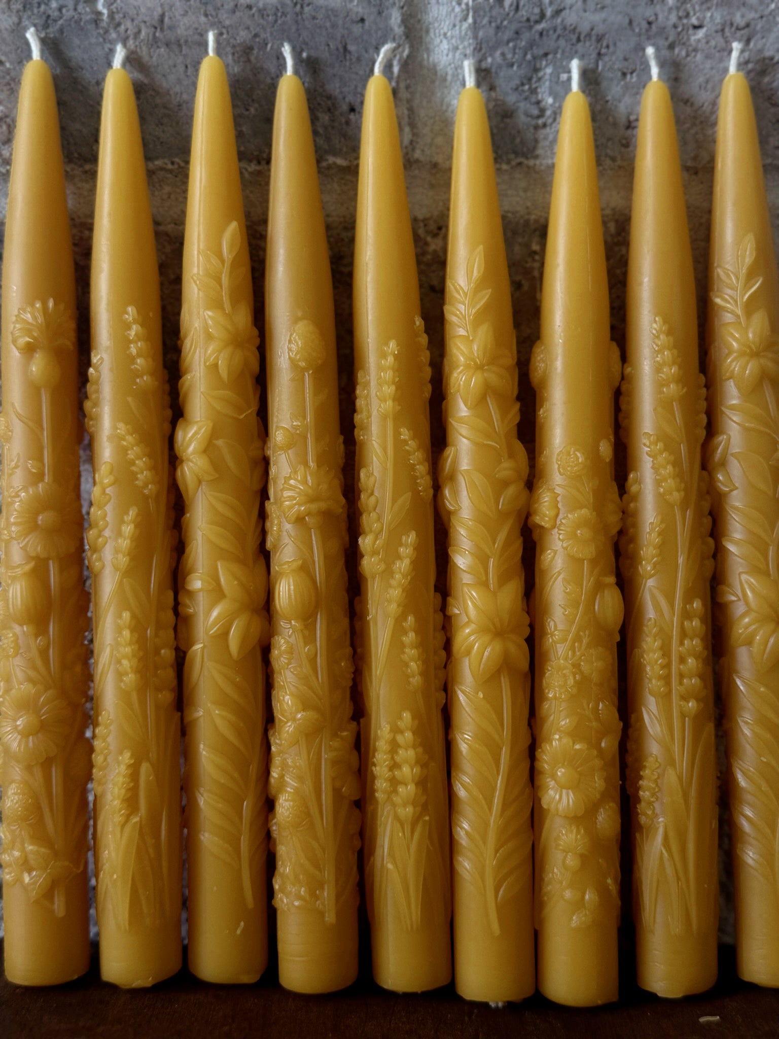 Floral taper candle