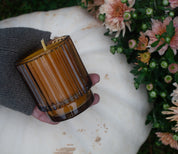 Amber ribbed candle