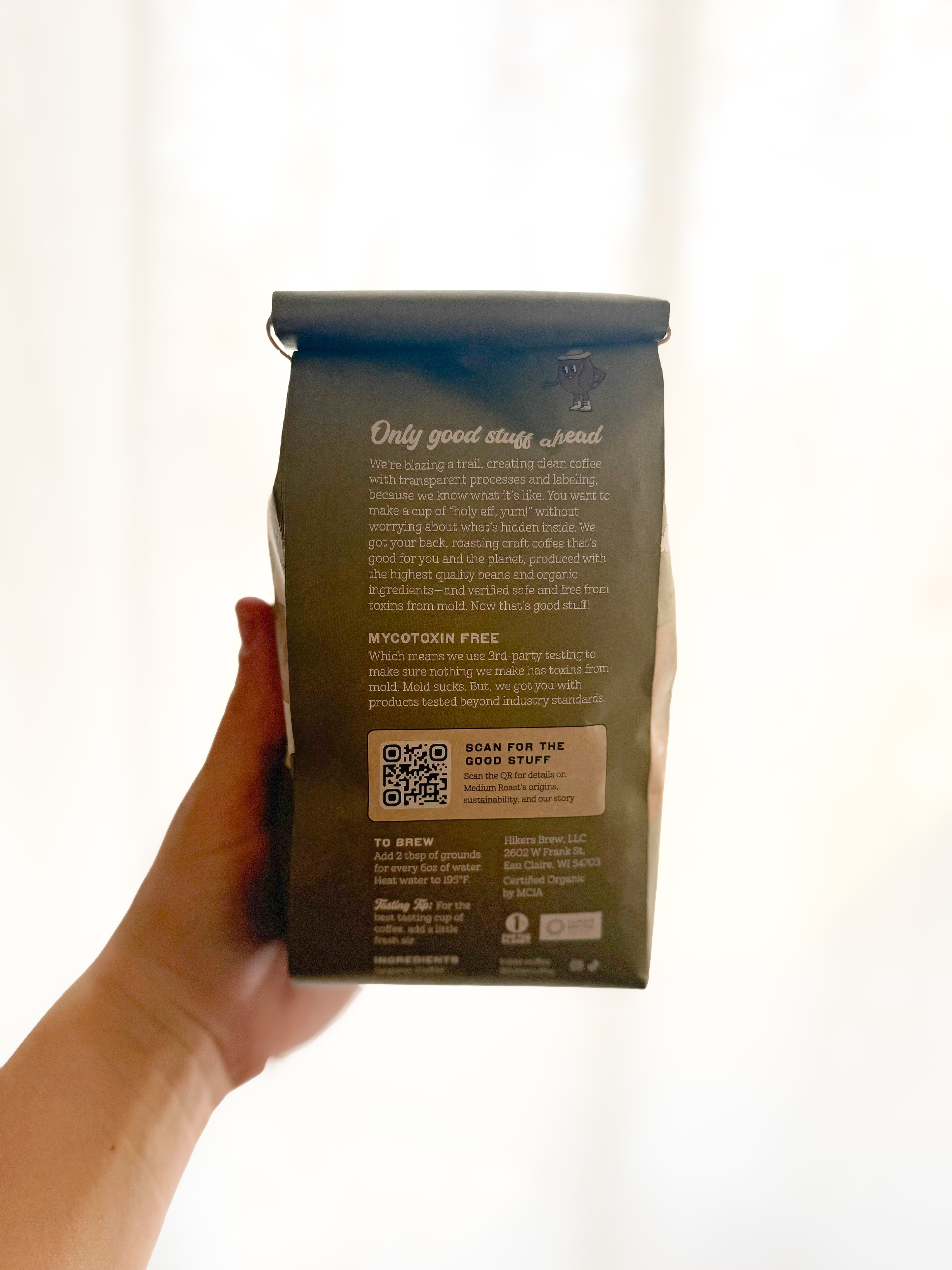 Organic Medium Roast, whole bean, 12oz, Mycotoxin-Free