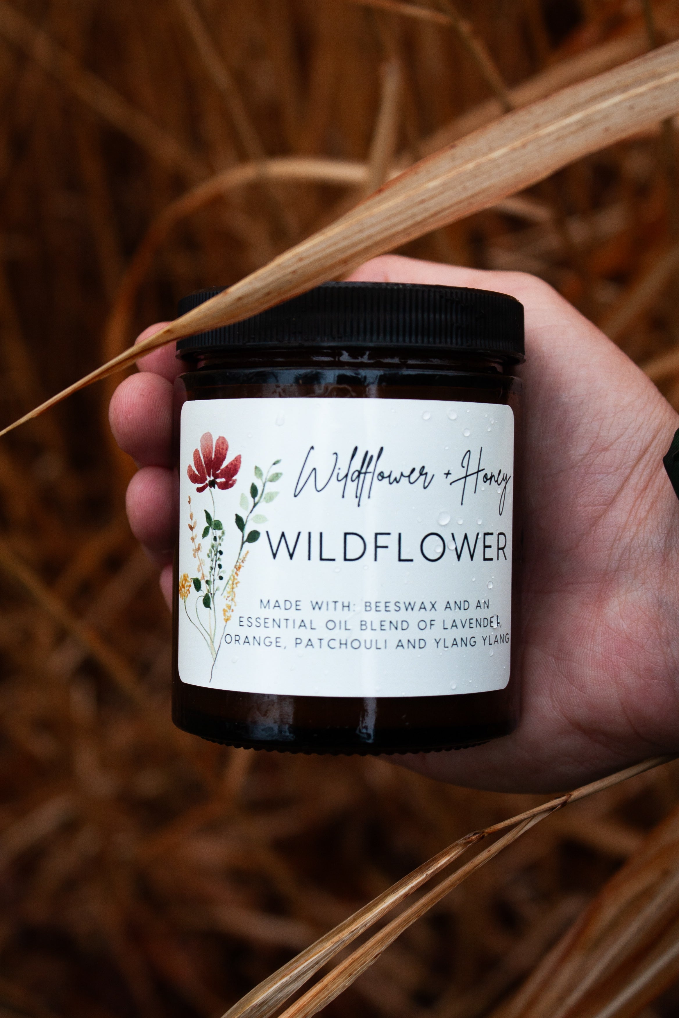 Wildflower scented beeswax candle