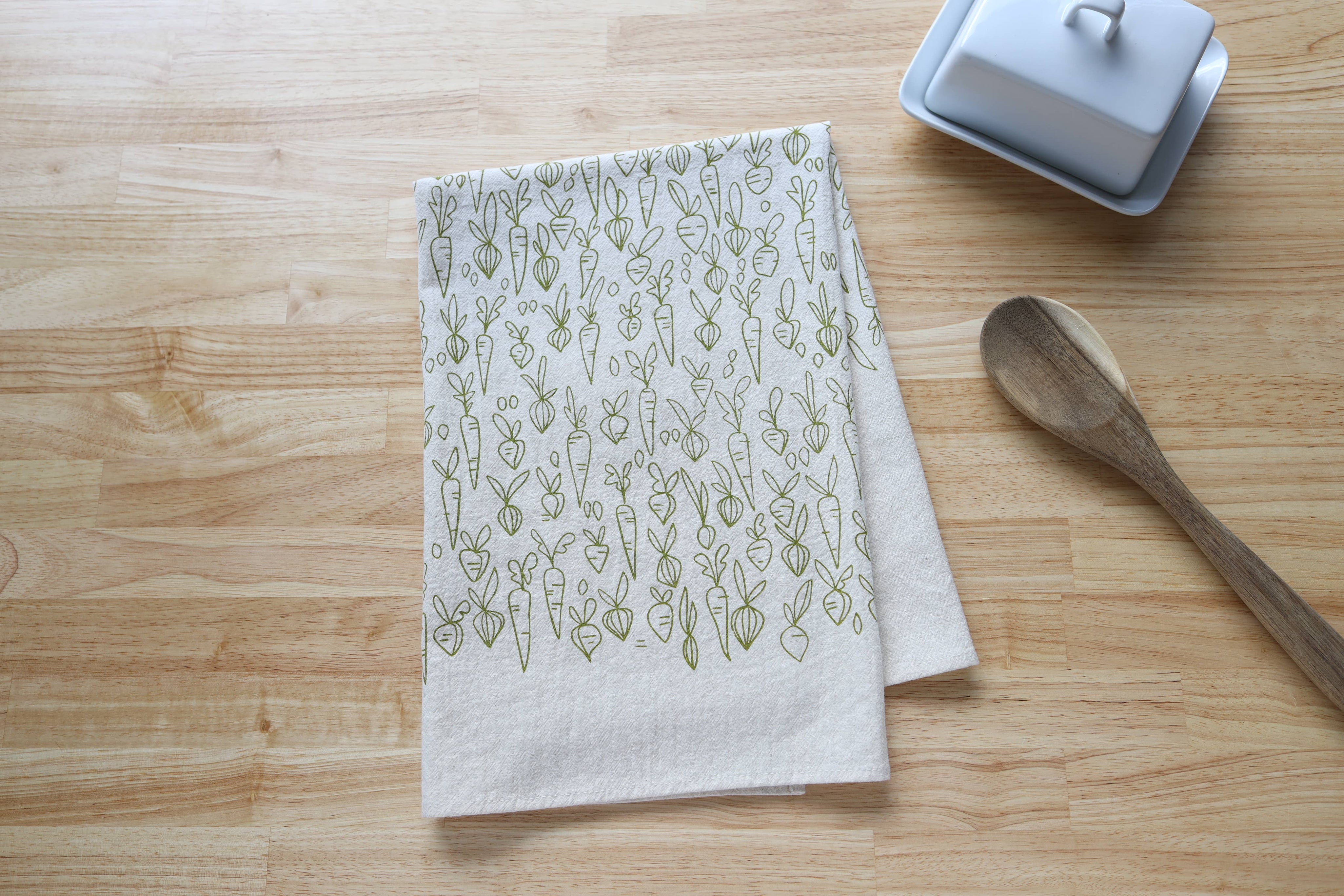 Root Vegetable, Cotton Handprinted Kitchen Towel