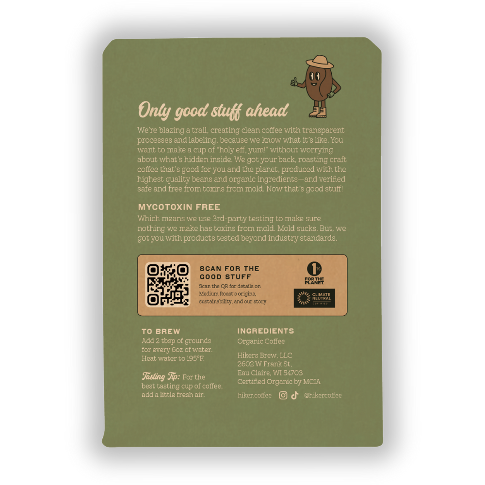 Organic Medium Roast, whole bean, 12oz, Mycotoxin-Free