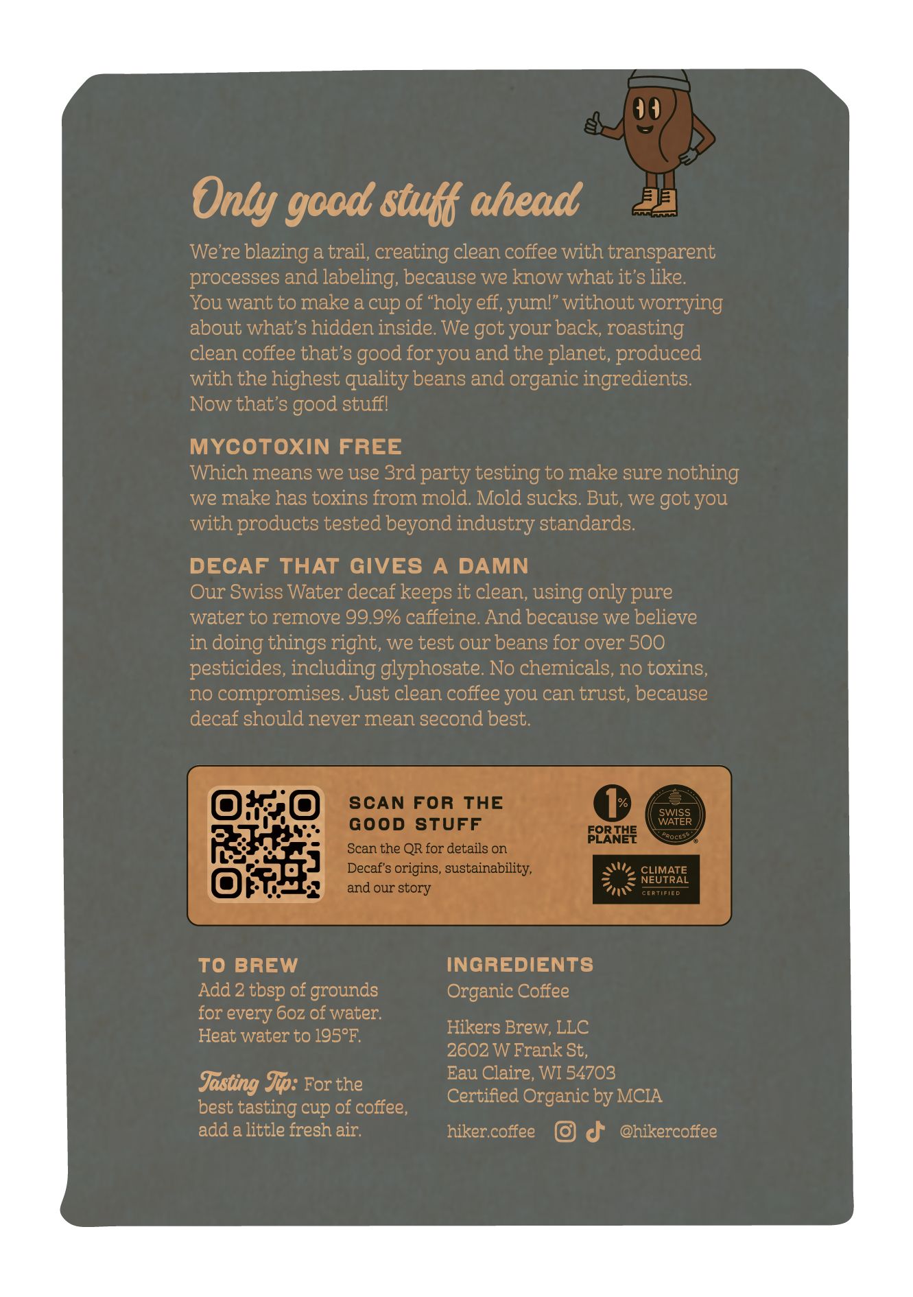 Decaf, Ground Coffee, 12oz, Mycotoxin-Free, Swiss Water