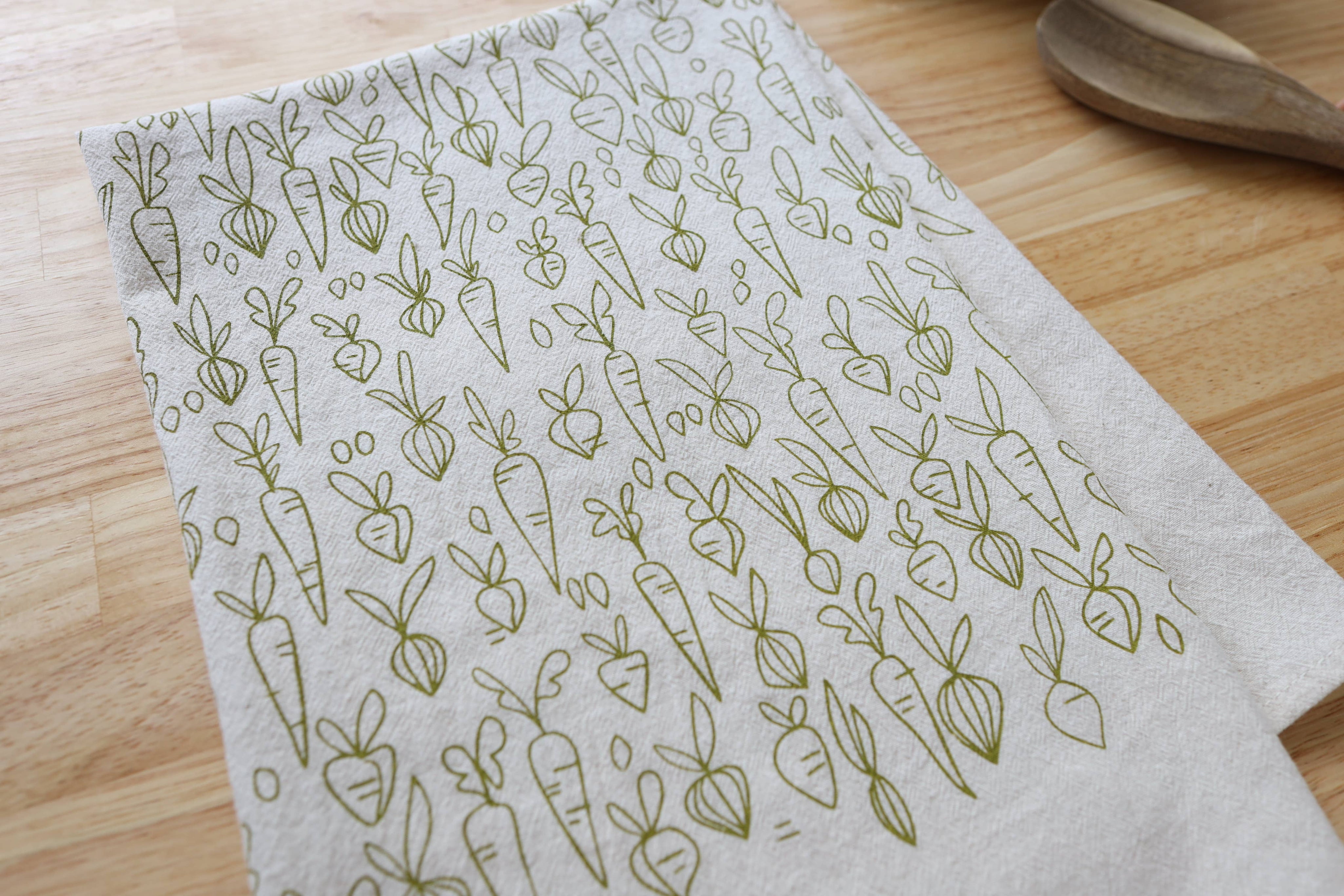 Root Vegetable, Cotton Handprinted Kitchen Towel
