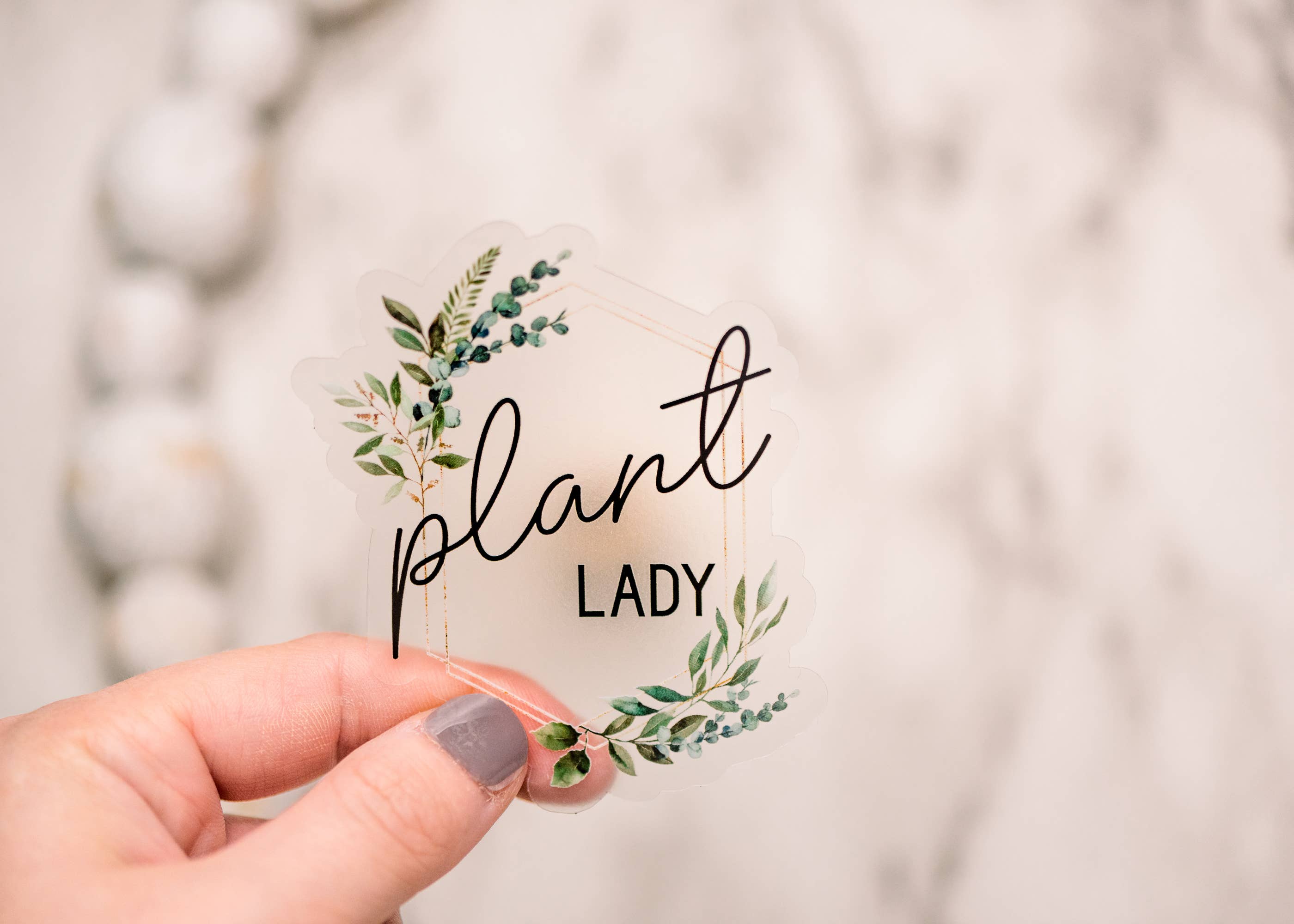 Plant Lady Clear, Vinyl Sticker, 3x3 in.