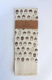 Acorn Fall Kitchen Towel – Natural Cotton Handprinted in USA