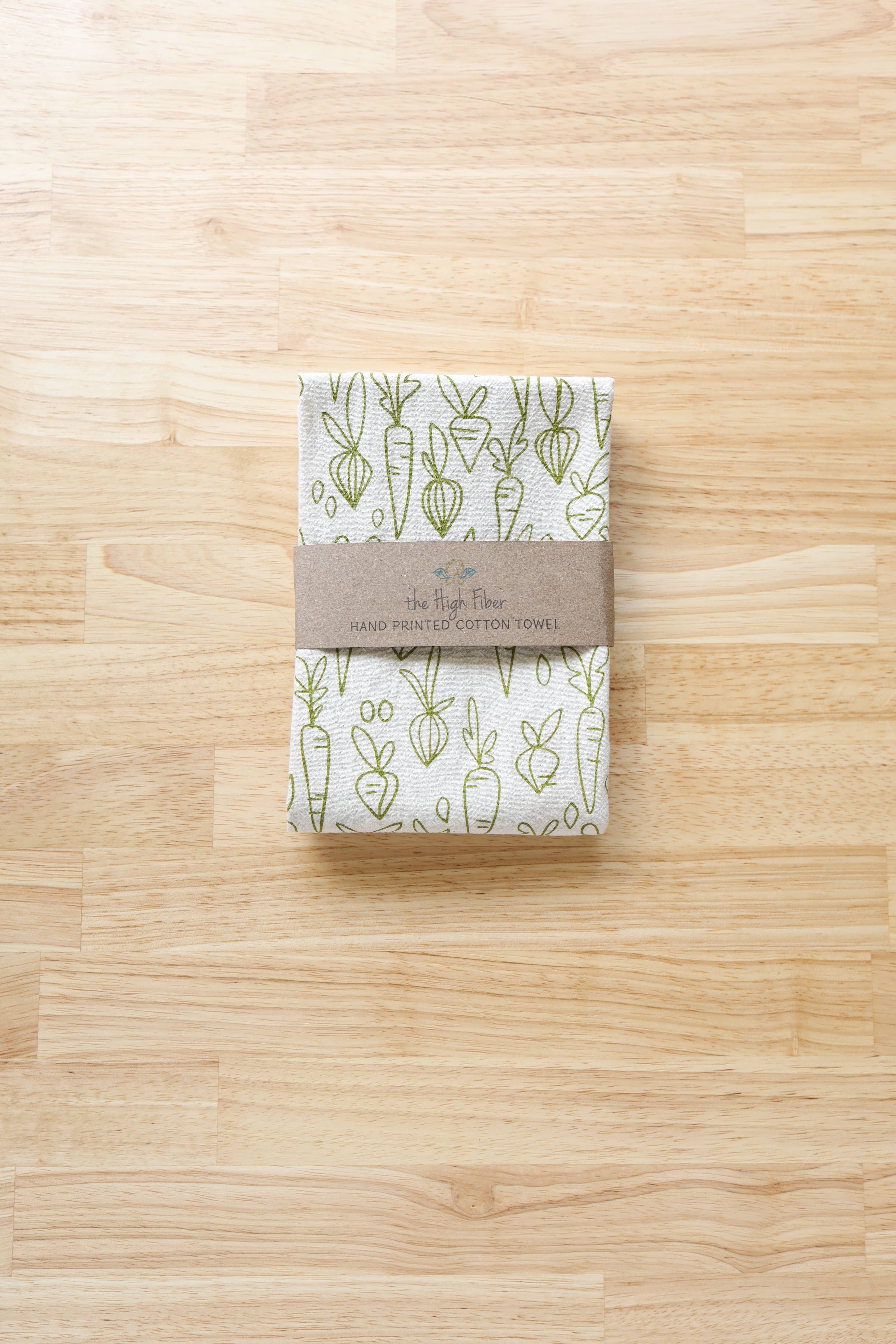 Root Vegetable, Cotton Handprinted Kitchen Towel