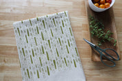 Asparagus Cotton Kitchen Towel, Handprinted Tea Towel