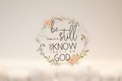 Flourish Be Still Christian Clear, Vinyl Sticker, 3in.
