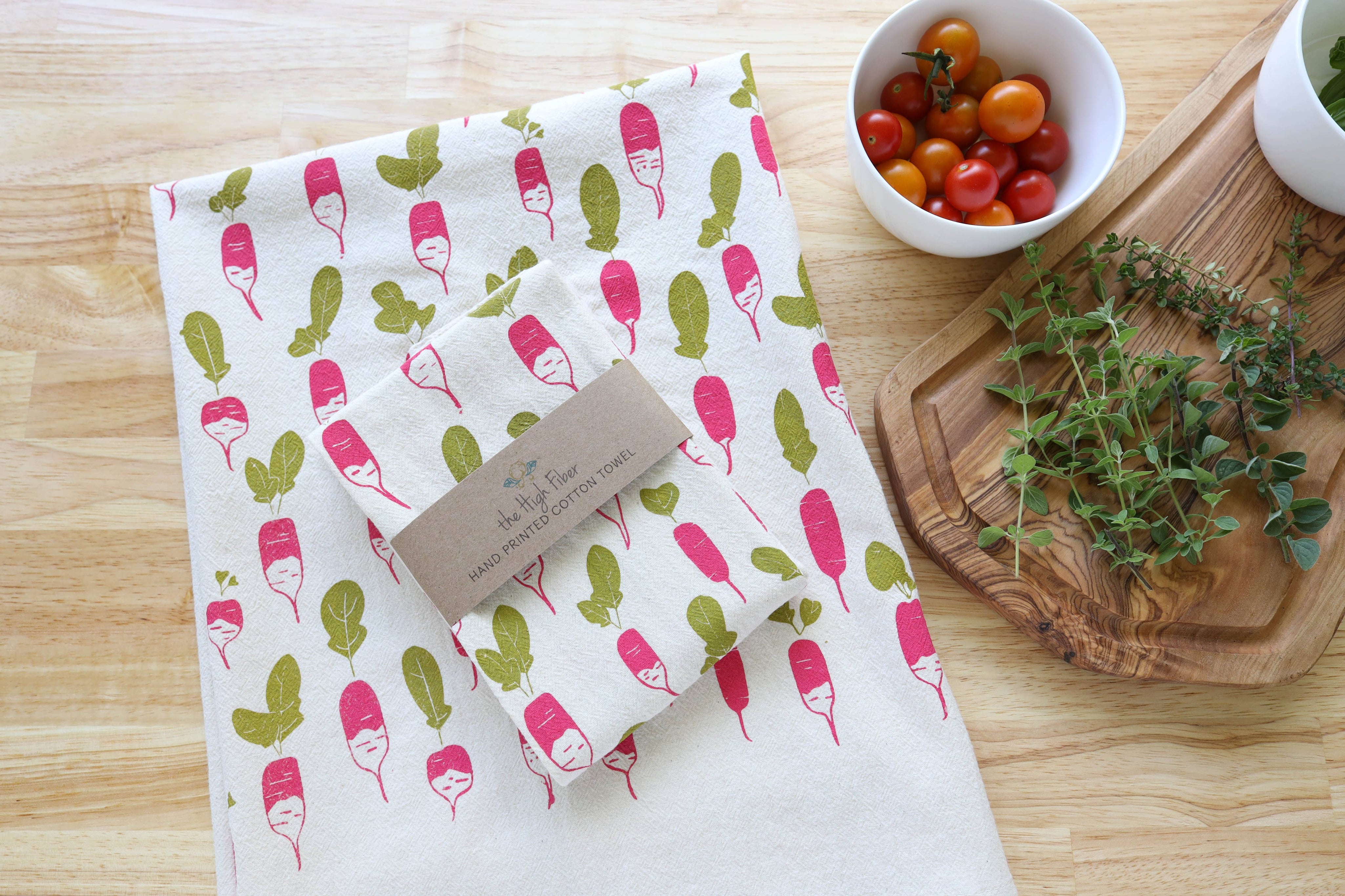 Radish Kitchen Towel, Garden Tea Towel