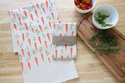 Carrot Kitchen Towel, Handprinted Garden Tea Towel