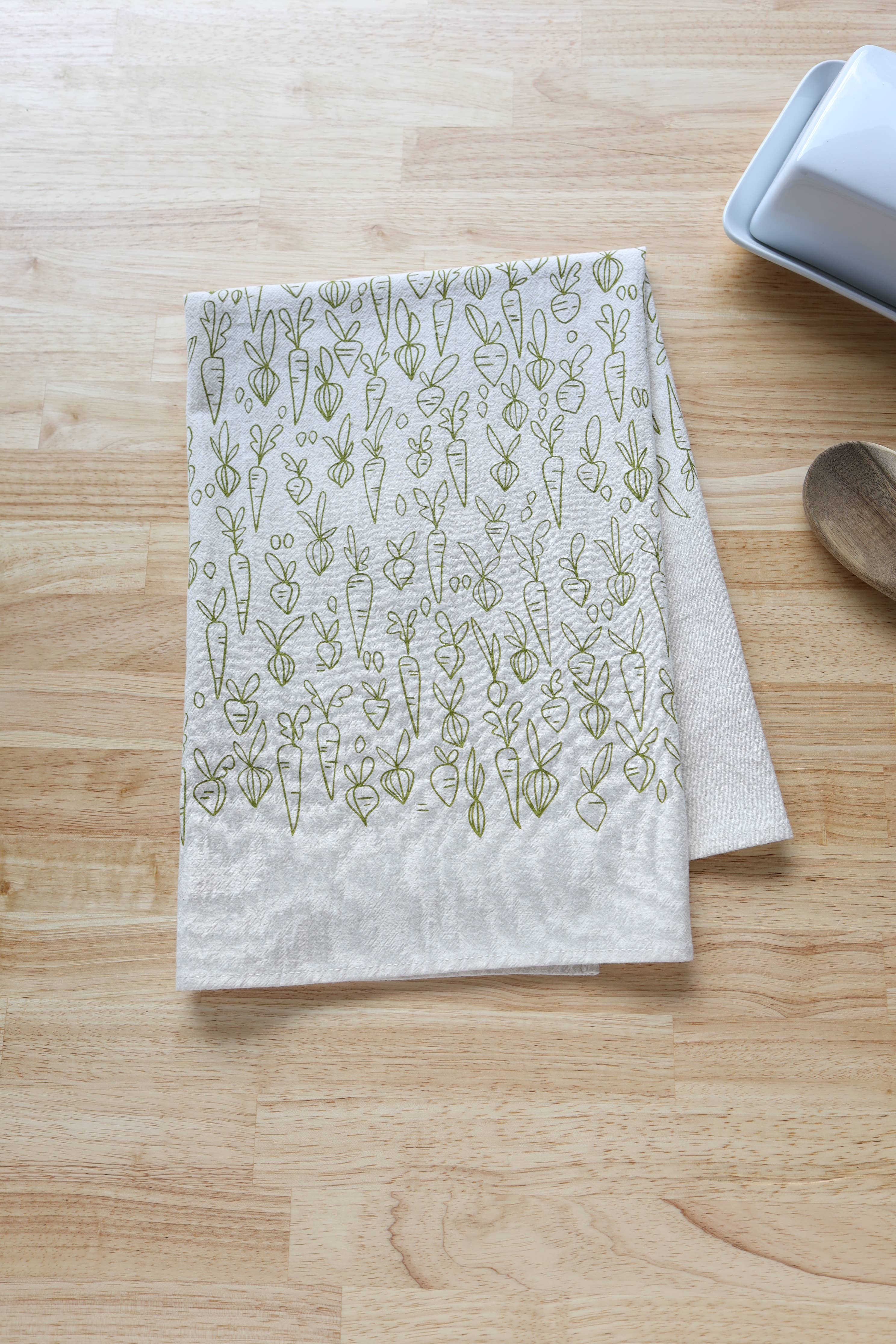 Root Vegetable, Cotton Handprinted Kitchen Towel