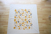 Autumn Leaves and Acorns Kitchen Towel, Handprinted 