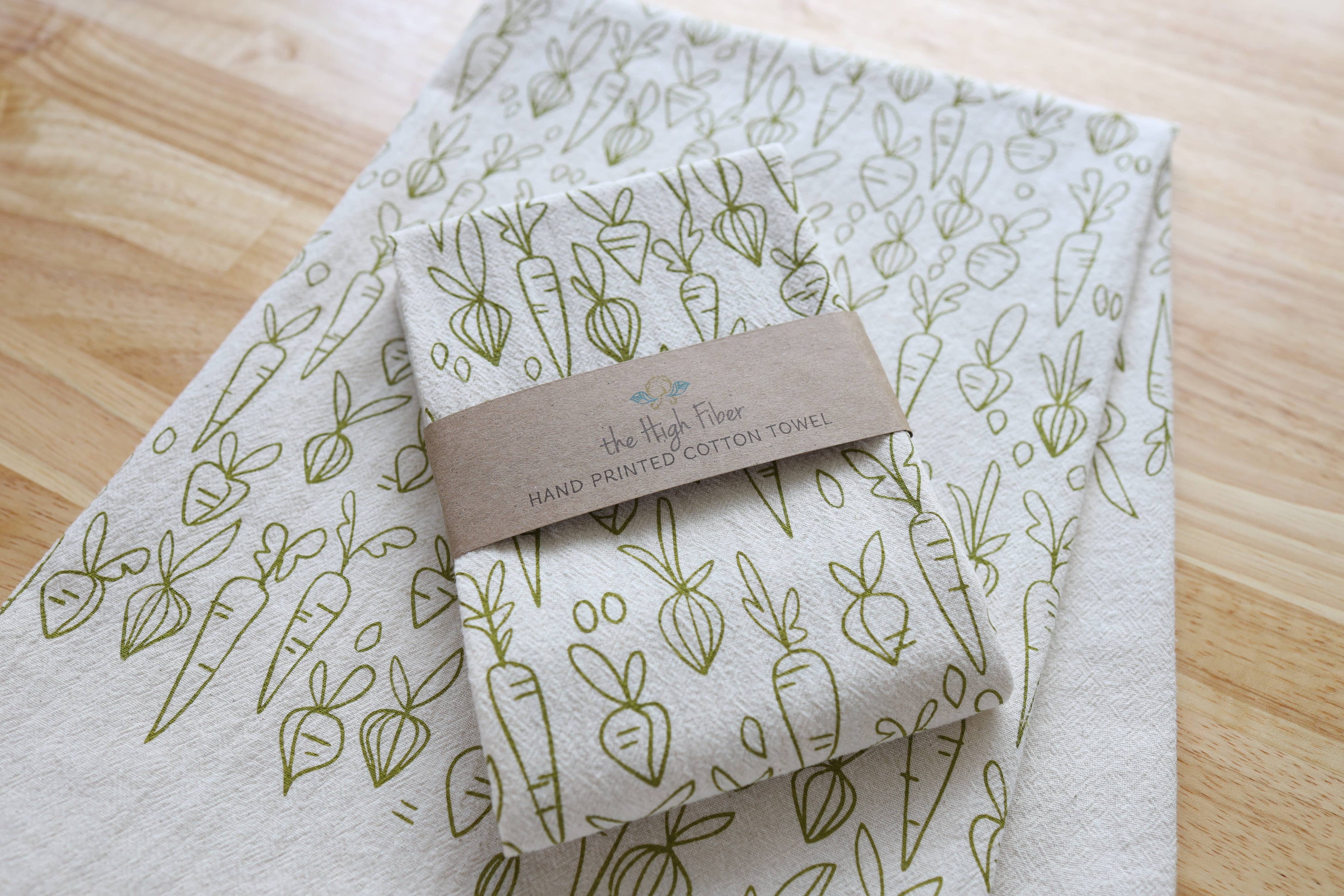 Root Vegetable, Cotton Handprinted Kitchen Towel