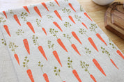Carrot Kitchen Towel, Handprinted Garden Tea Towel