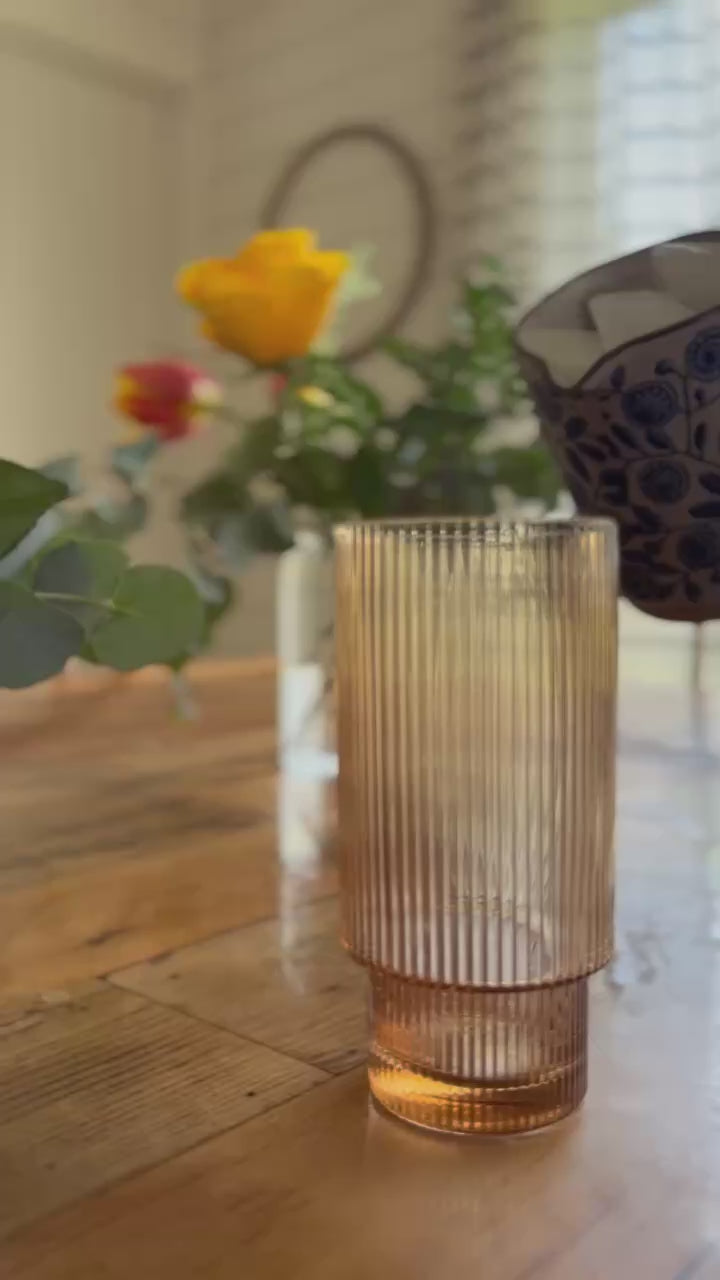 Amber Ribbed Glass