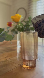 Amber Ribbed Glass